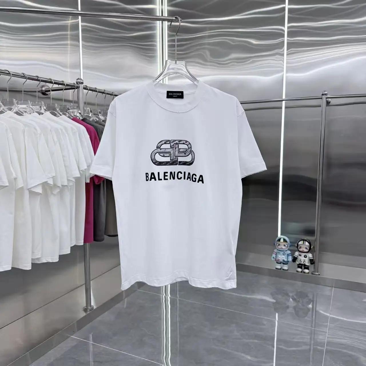 Distressed Logo Print Oversized T-Shirt D15013950
