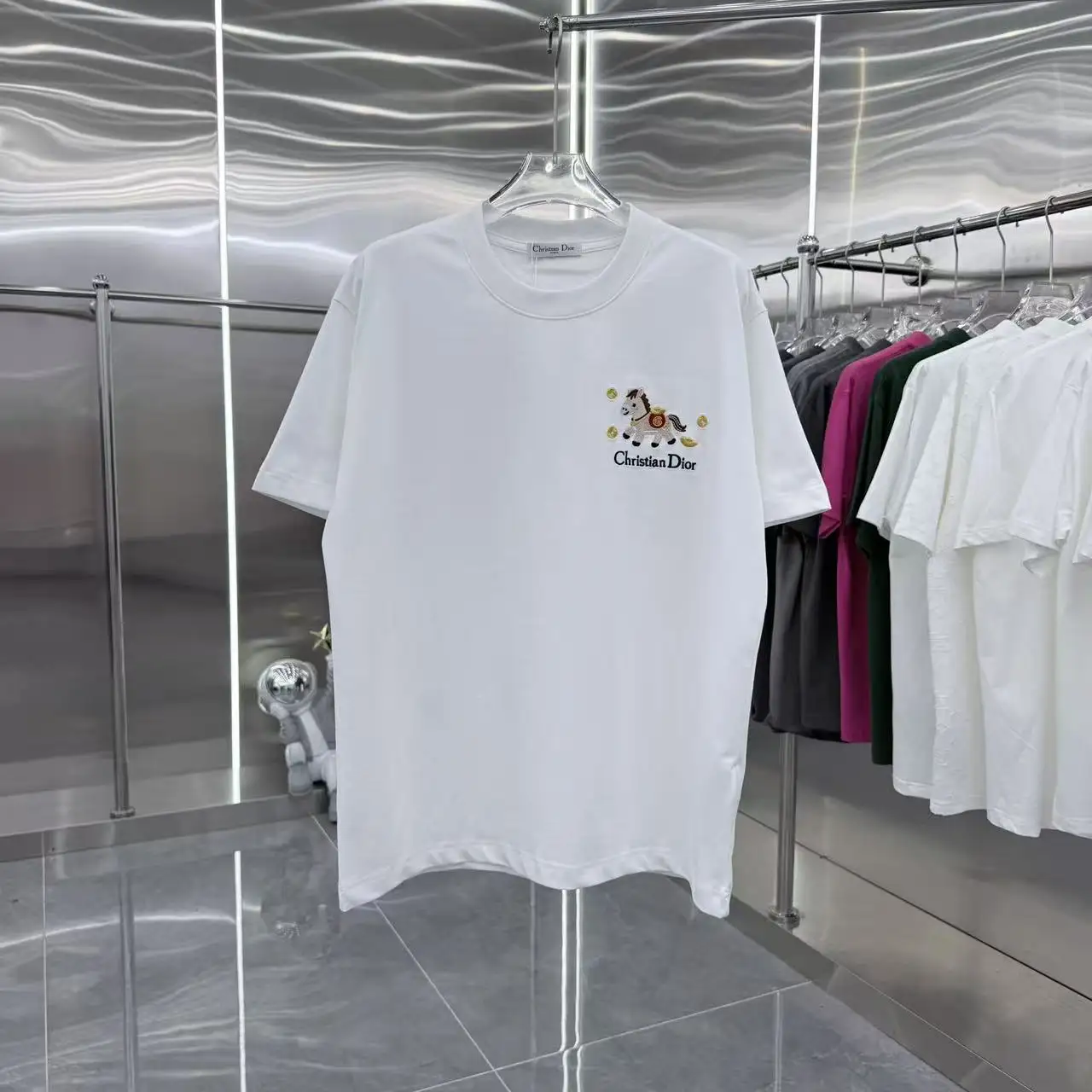 Embroidered Horse Logo Cotton T-Shirt D15013902