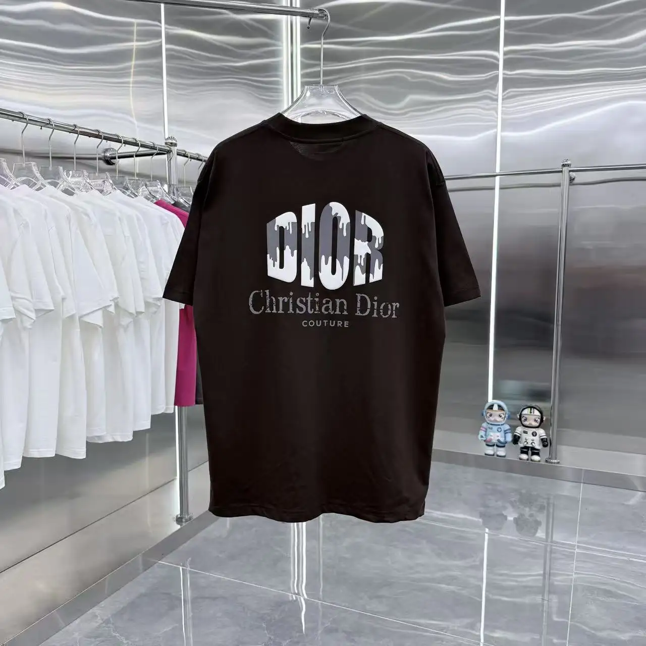 Logo Flocked Cotton T-Shirt D15013931 — view 7
