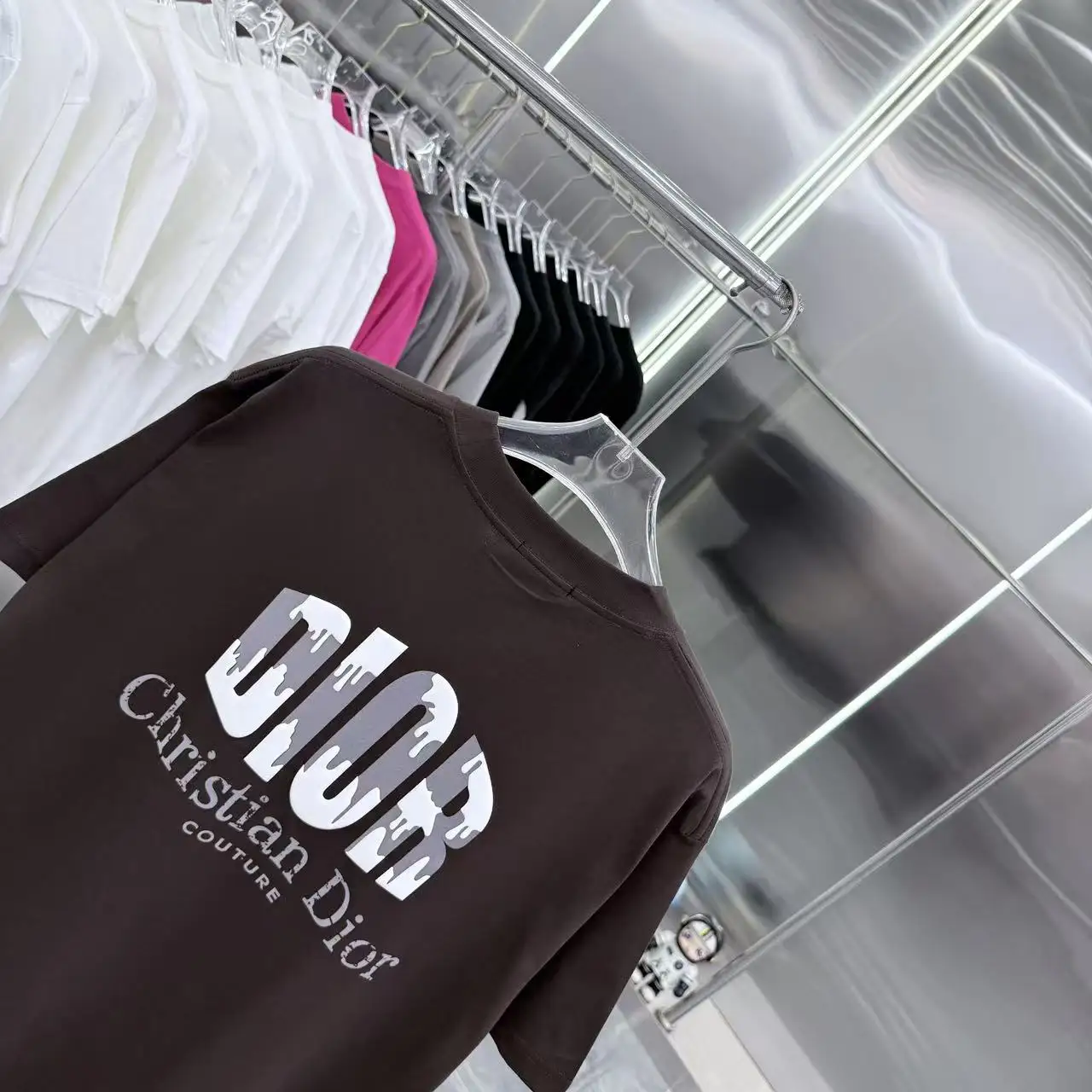 Logo Flocked Cotton T-Shirt D15013931 — view 8