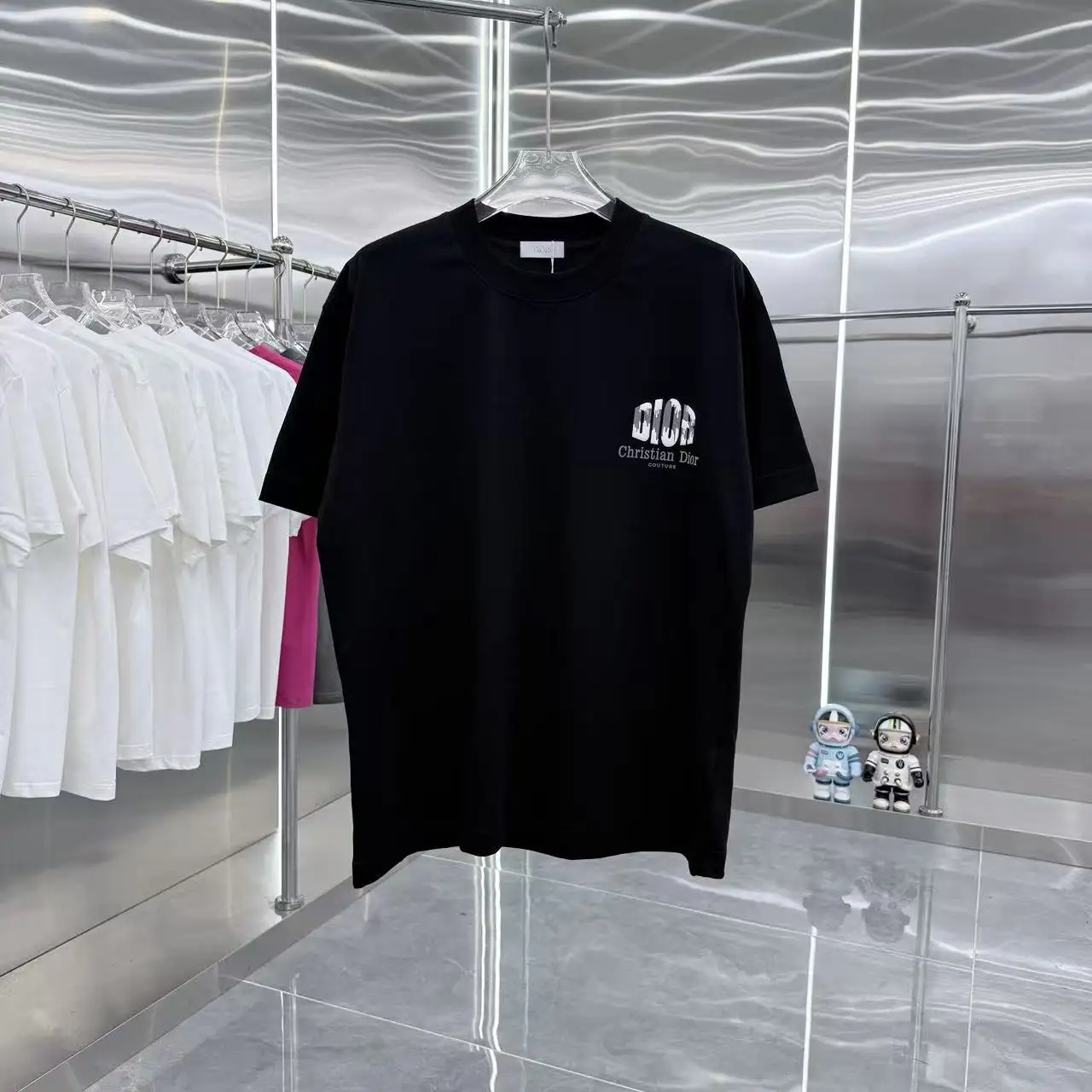 Logo-Print Flocked Cotton T-Shirt D15013929