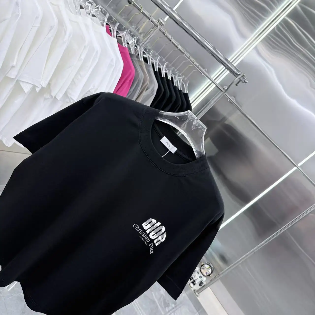 Logo-Print Flocked Cotton T-Shirt D15013929 — view 3