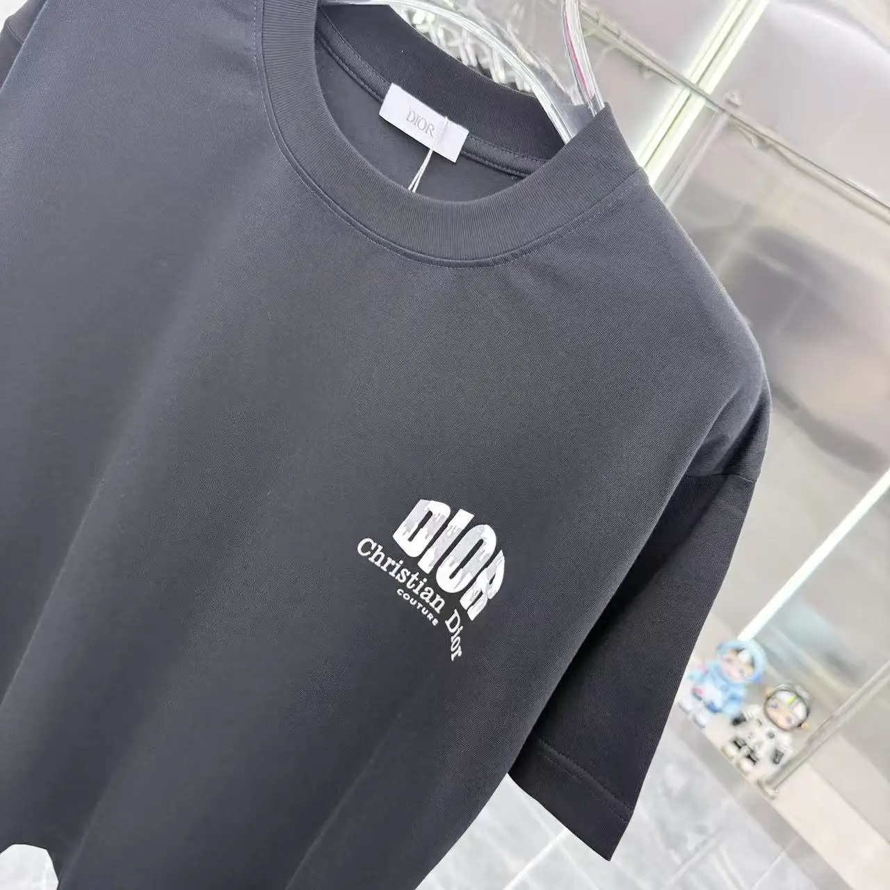 Logo-Print Flocked Cotton T-Shirt D15013929 — view 4
