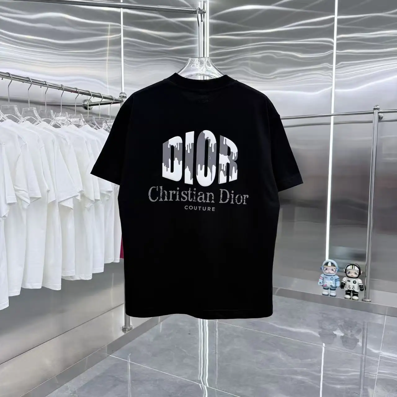 Logo-Print Flocked Cotton T-Shirt D15013929 — view 7