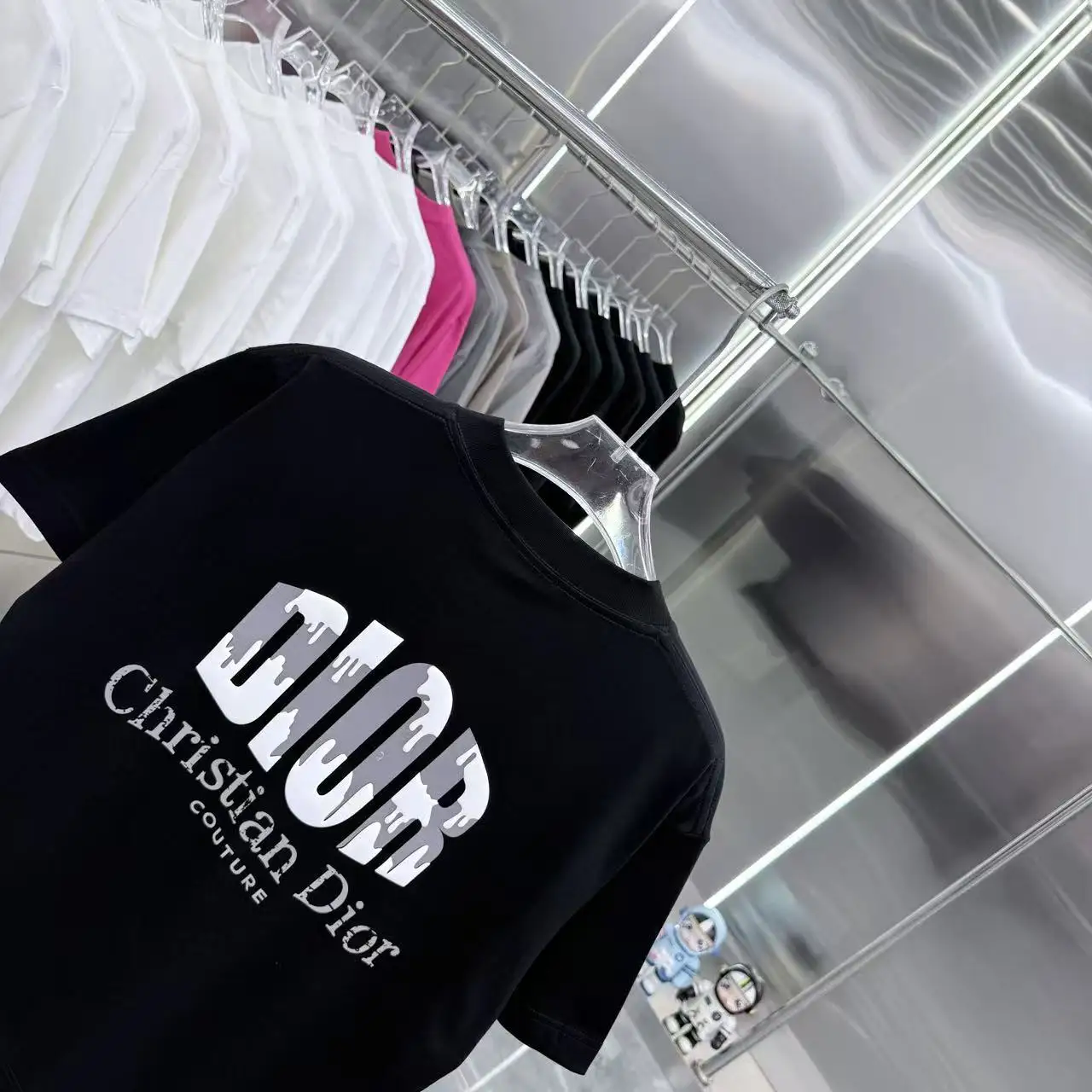 Logo-Print Flocked Cotton T-Shirt D15013929 — view 8
