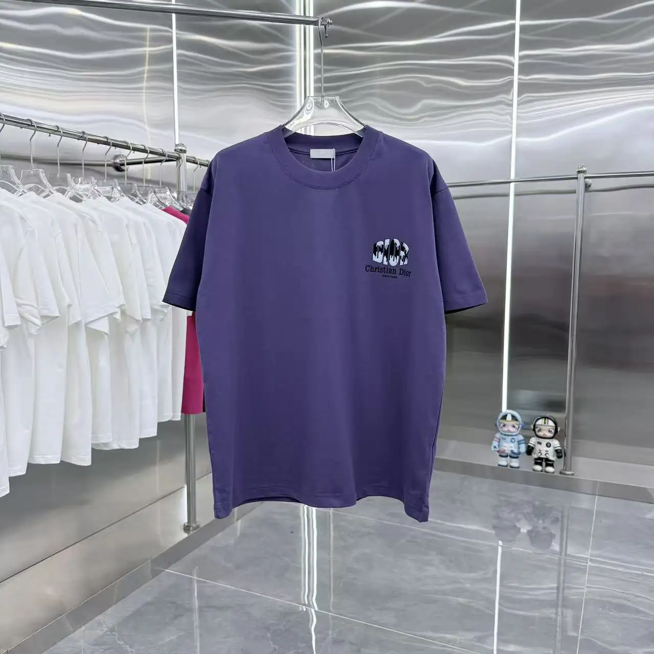 Logo Flocked Cotton T-Shirt D15013930
