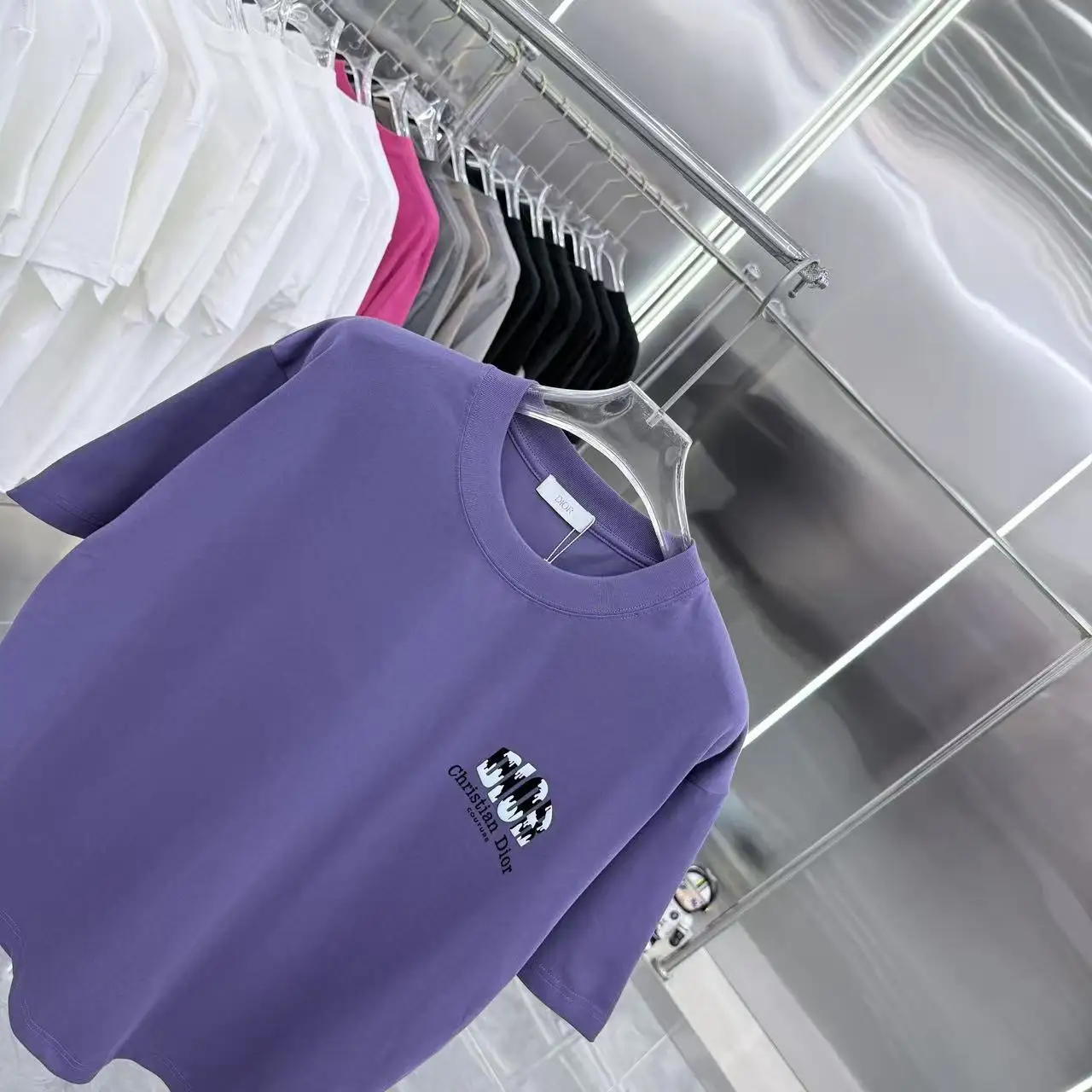 Logo Flocked Cotton T-Shirt D15013930 — view 3