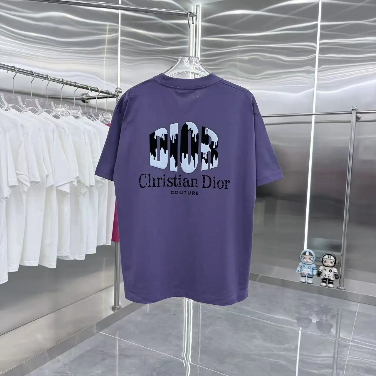 Logo Flocked Cotton T-Shirt D15013930 — view 7