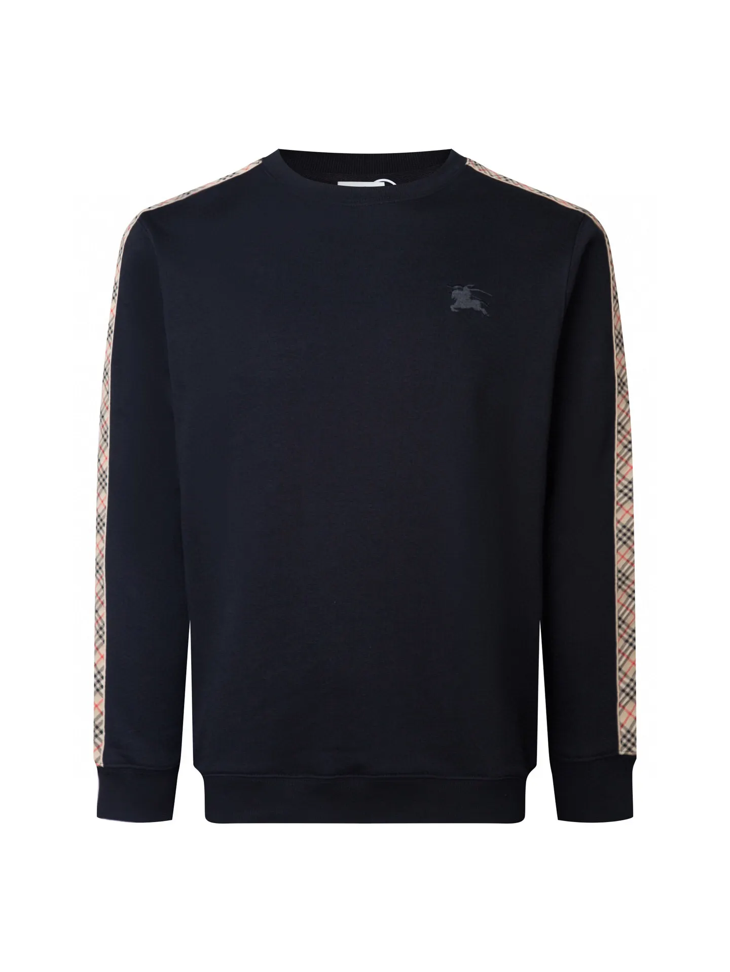 Check-Trimmed Embroidered Cotton Sweatshirt D15016095