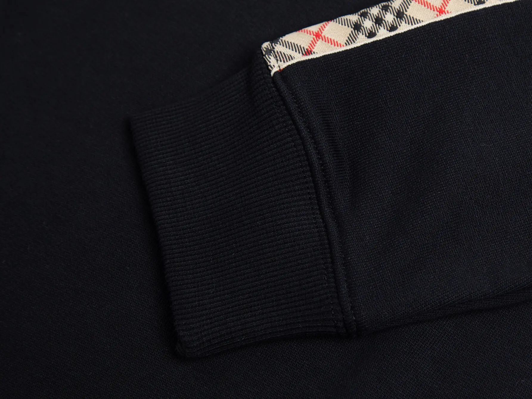 Check-Trimmed Embroidered Cotton Sweatshirt D15016095 — view 6