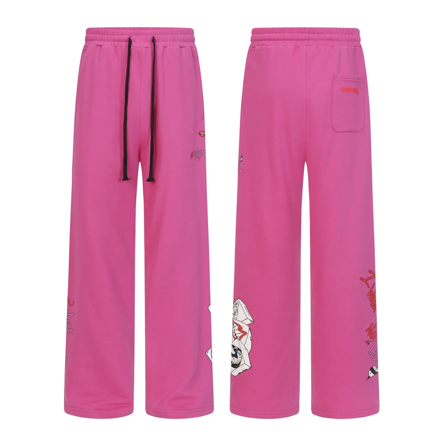Graffiti Print Wide-Leg Sweatpants D15513536
