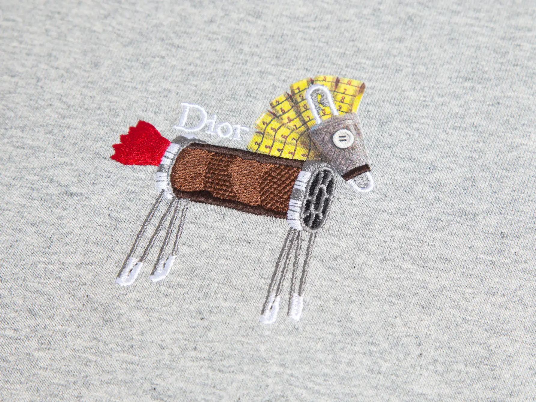 Embroidered Horse Motif Cotton T-Shirt D15512704 — view 3