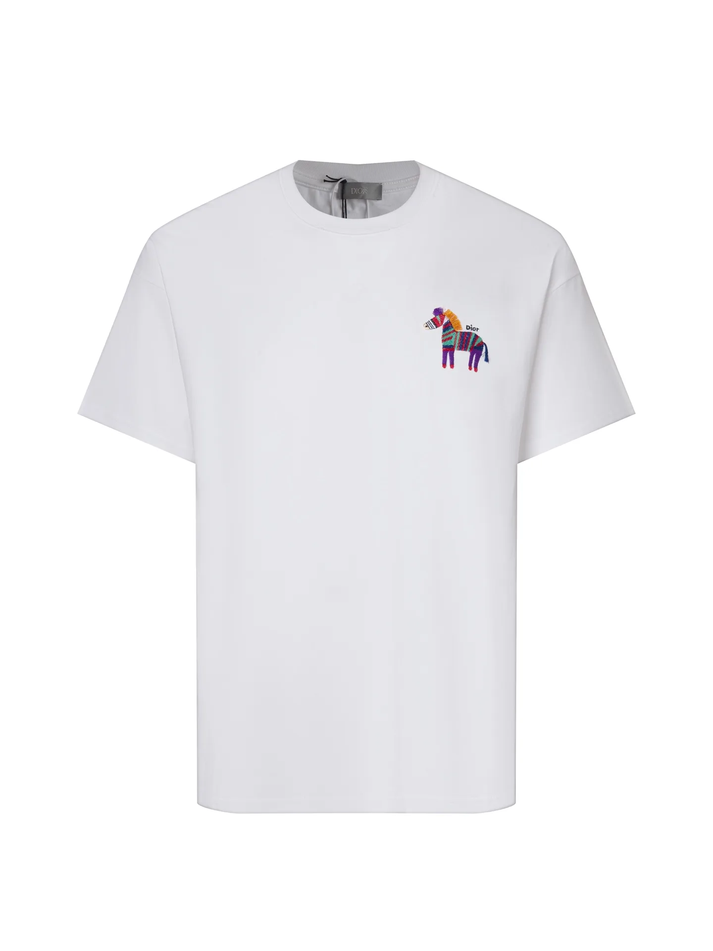 Embroidered Zebra Cotton T-Shirt D15515243