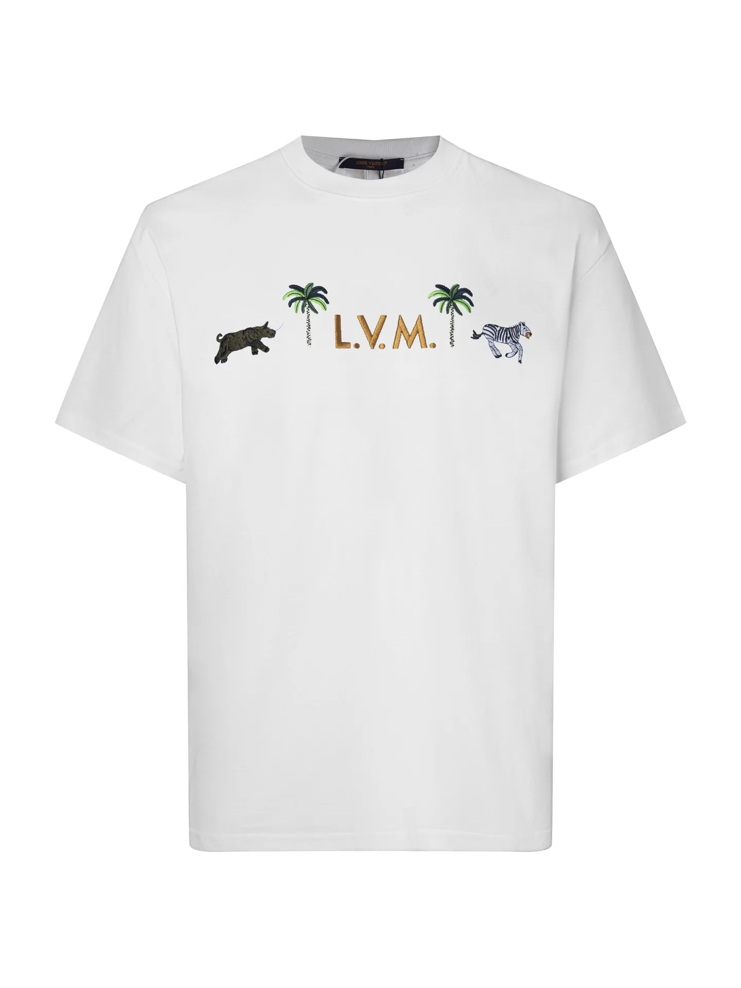 Embroidered Animal Logo Cotton T-Shirt D15512702