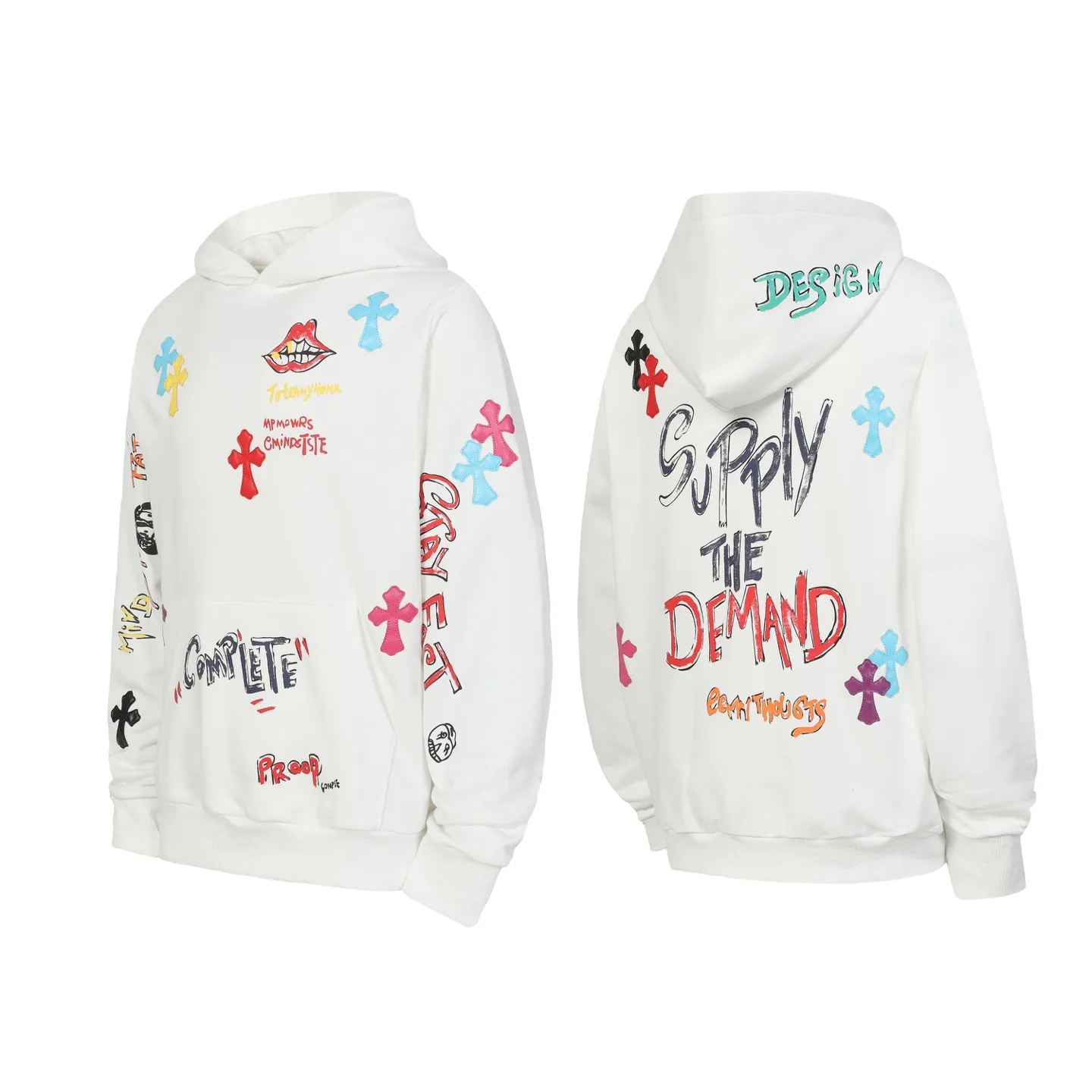 Graffiti Print Cross Patch Hoodie D16013464 — view 3
