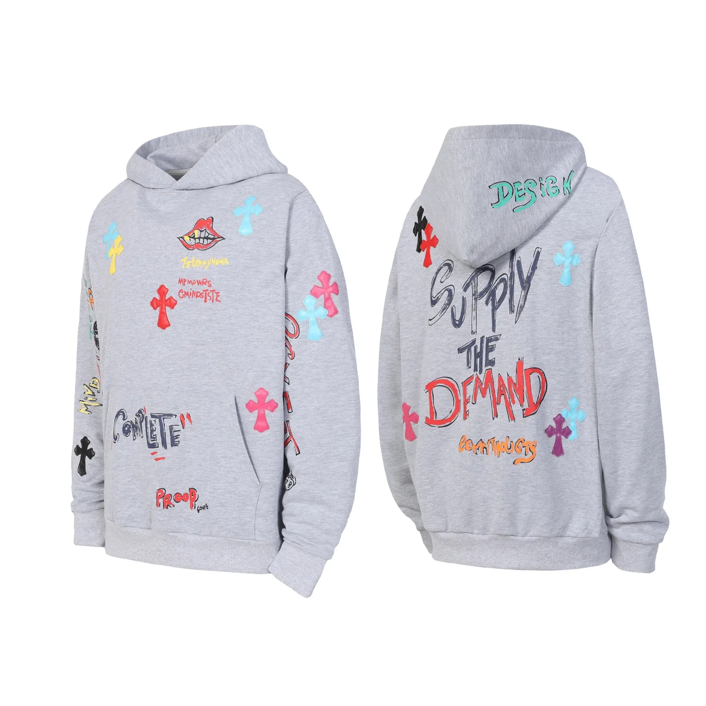 Graffiti Print Cross Patch Hoodie D16013464 — view 4