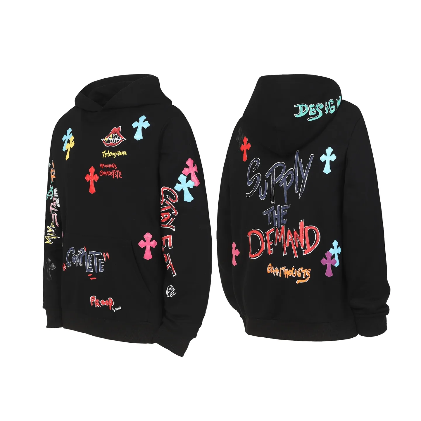 Graffiti Print Cross Patch Hoodie D16013464 — view 5