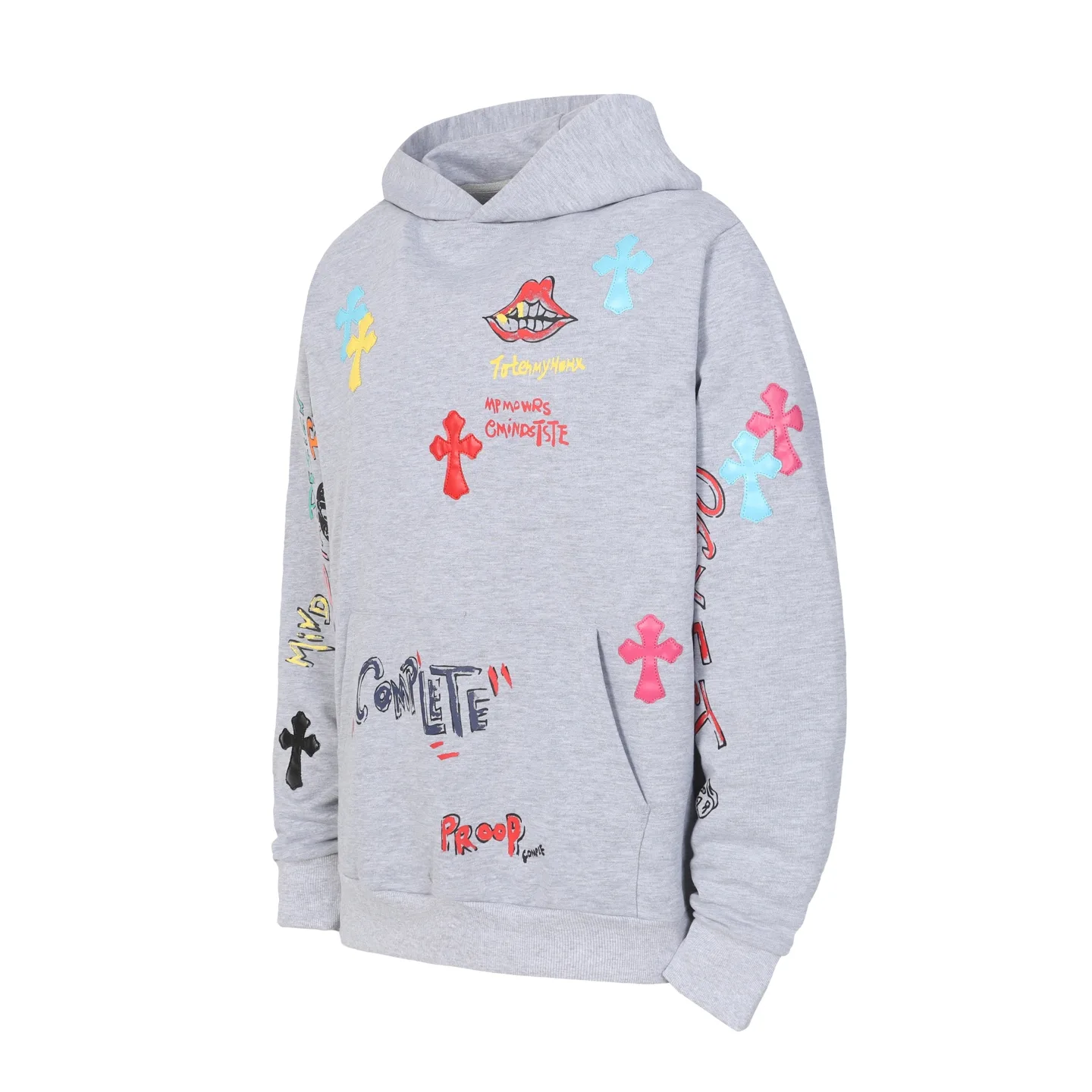 Graffiti Print Cross Patch Hoodie D16013464 — view 10