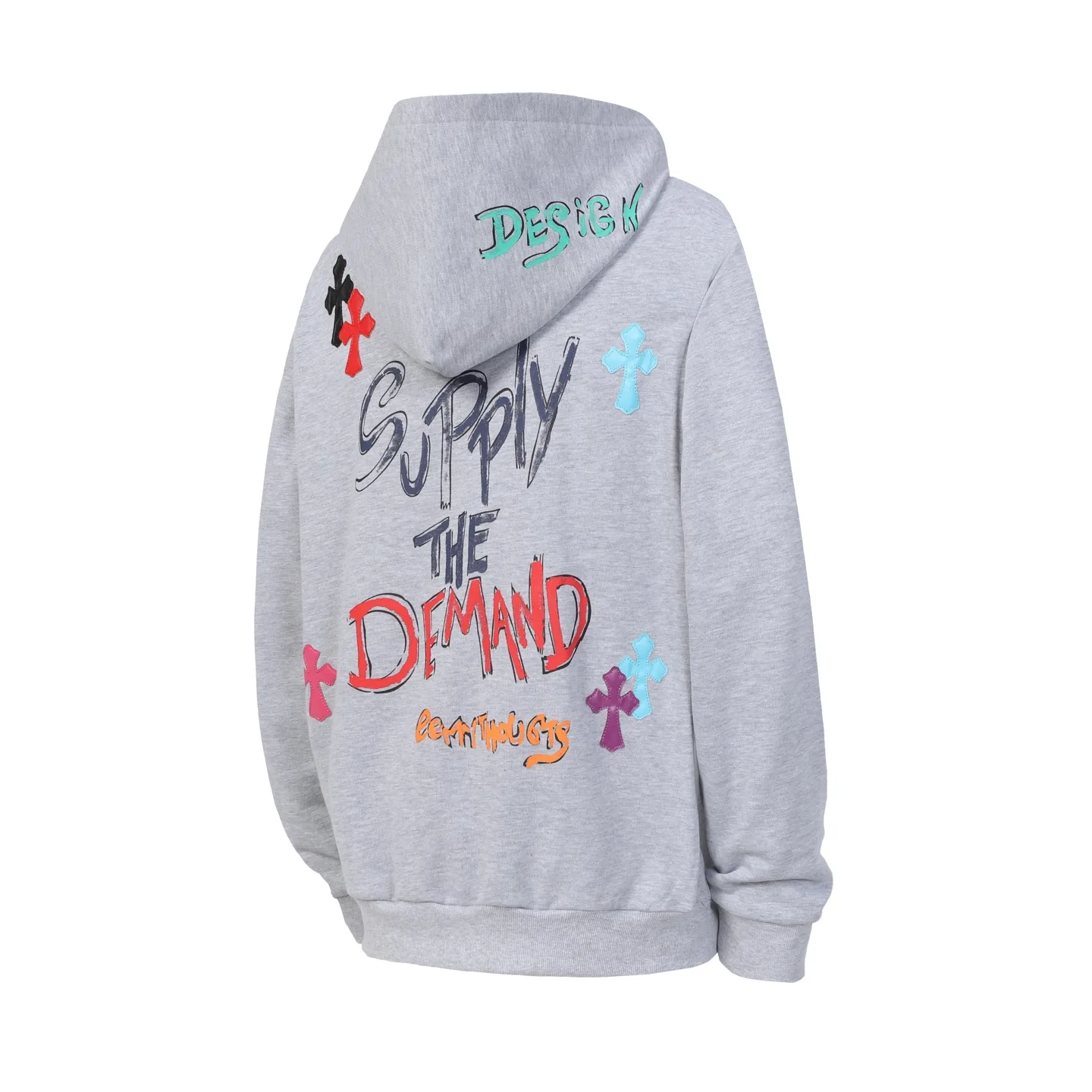 Graffiti Print Cross Patch Hoodie D16013461 — view 3