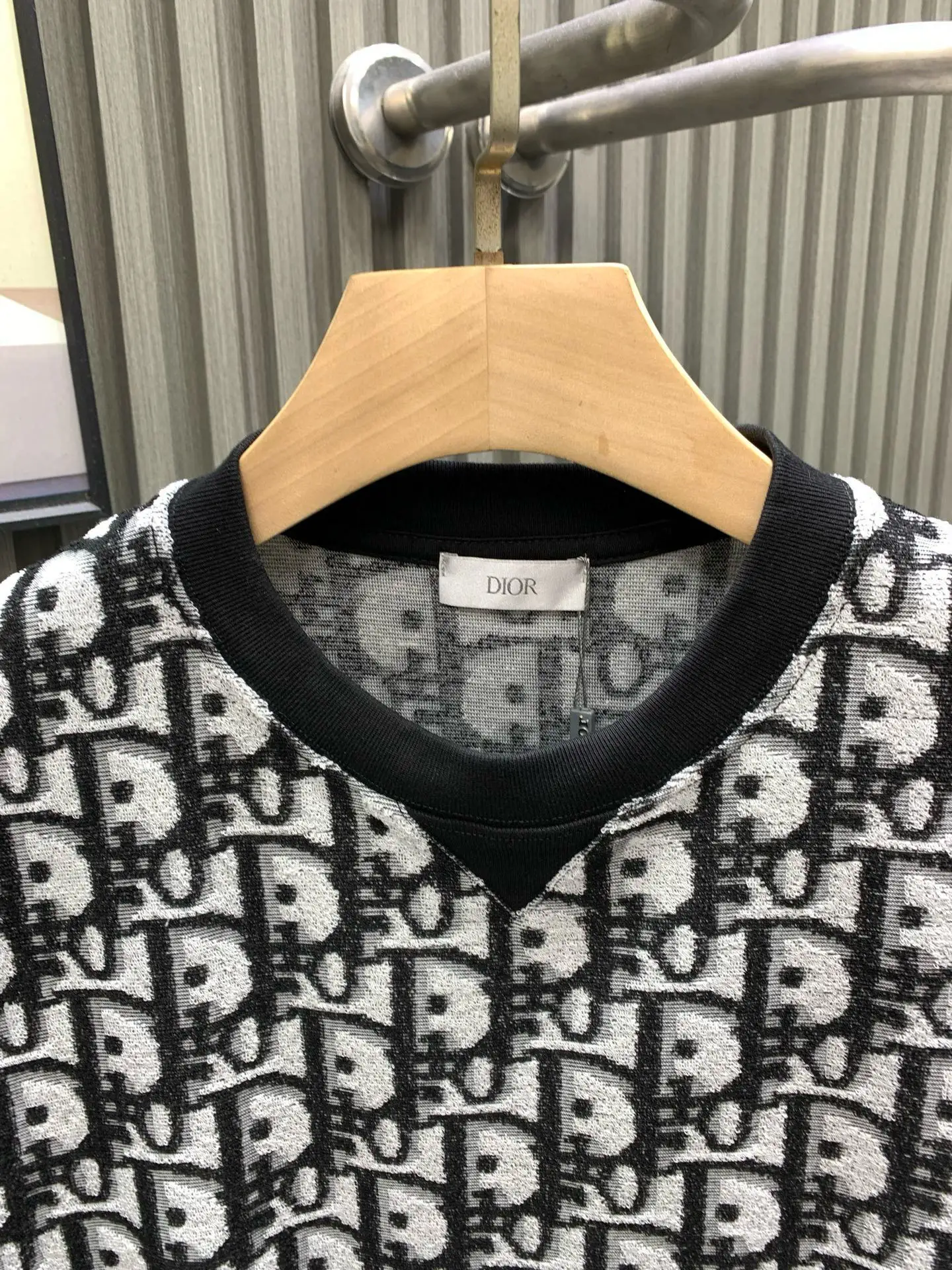 Oblique Jacquard Terry Cotton T-Shirt D16014115 — view 3