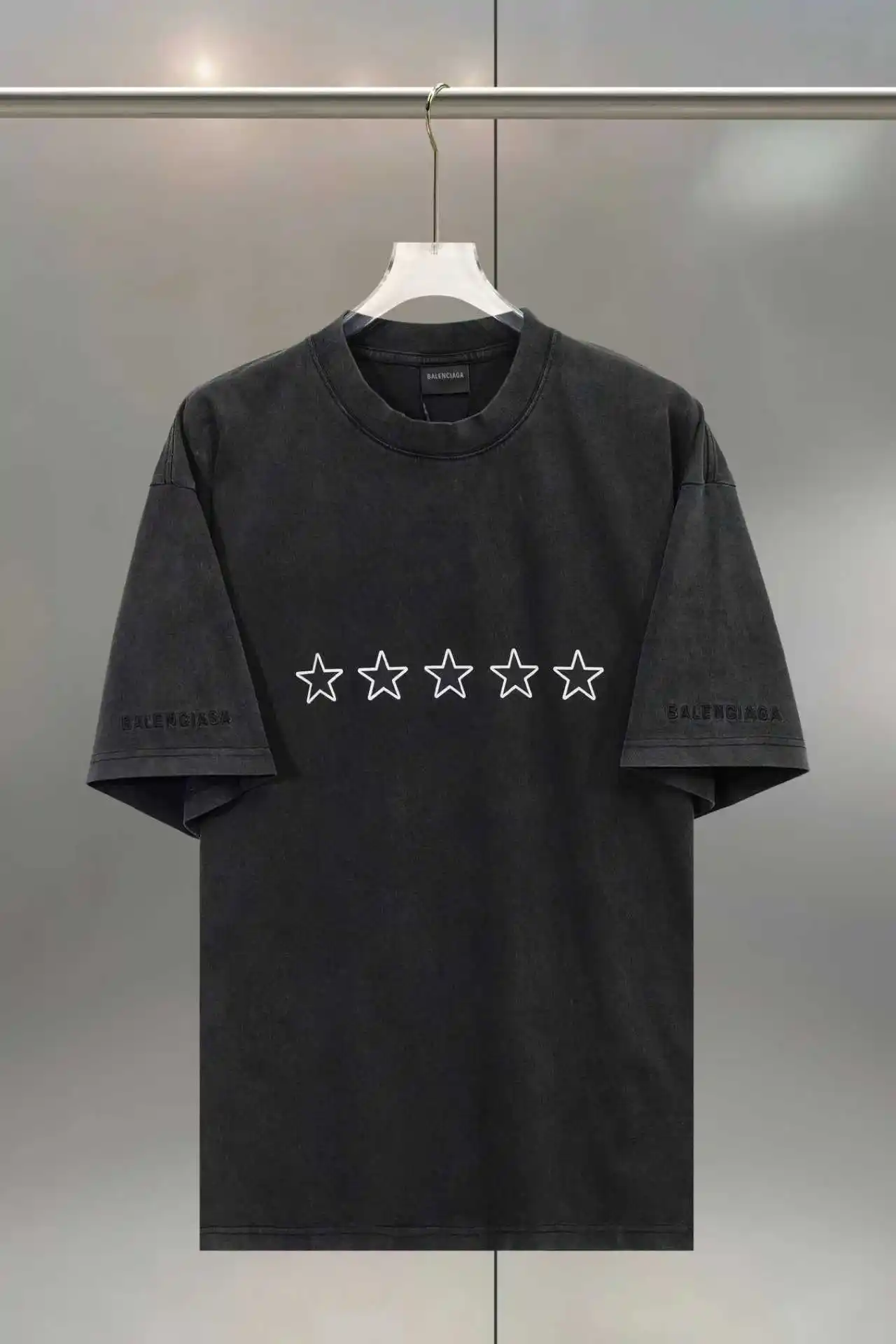 Star Print Washed Cotton T-Shirt D16512698