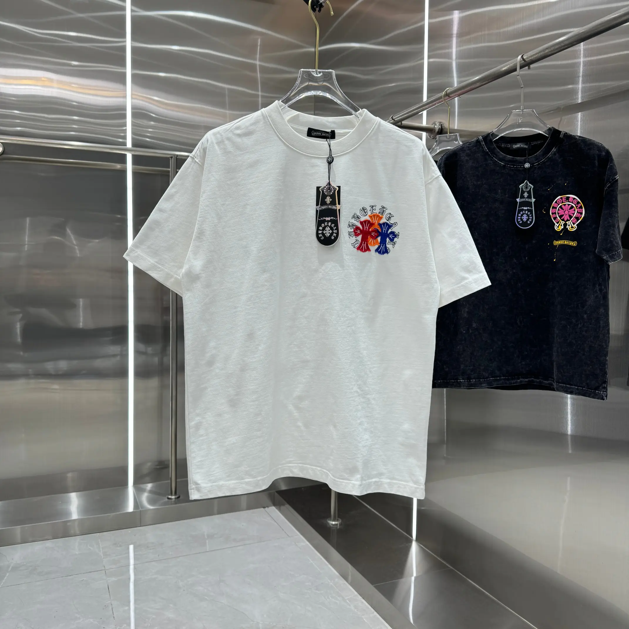 Embroidered Acid-Wash Cotton T-Shirt D17013816