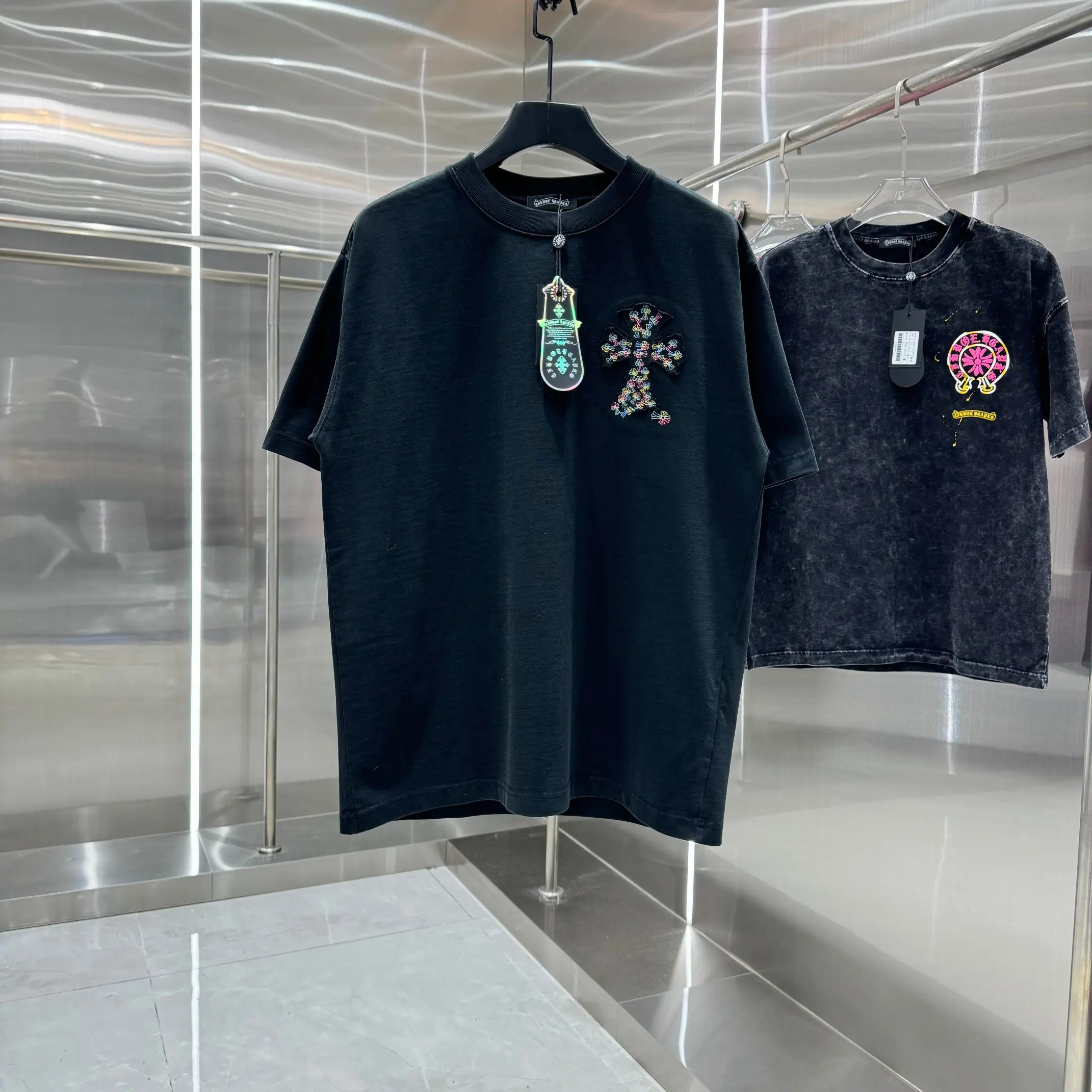 Embroidered Cross Patch Cotton T-Shirt D17013827