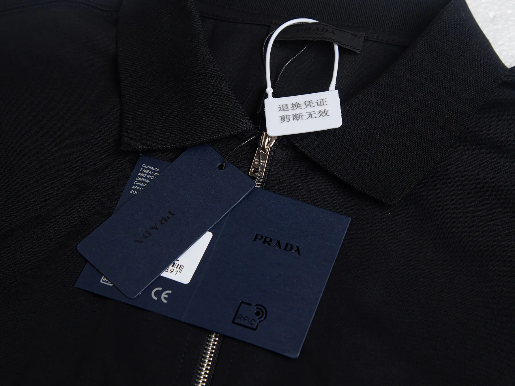 Logo-Plaque Cotton-Piqué Zip-Up Polo Shirt D17012714 — view 7