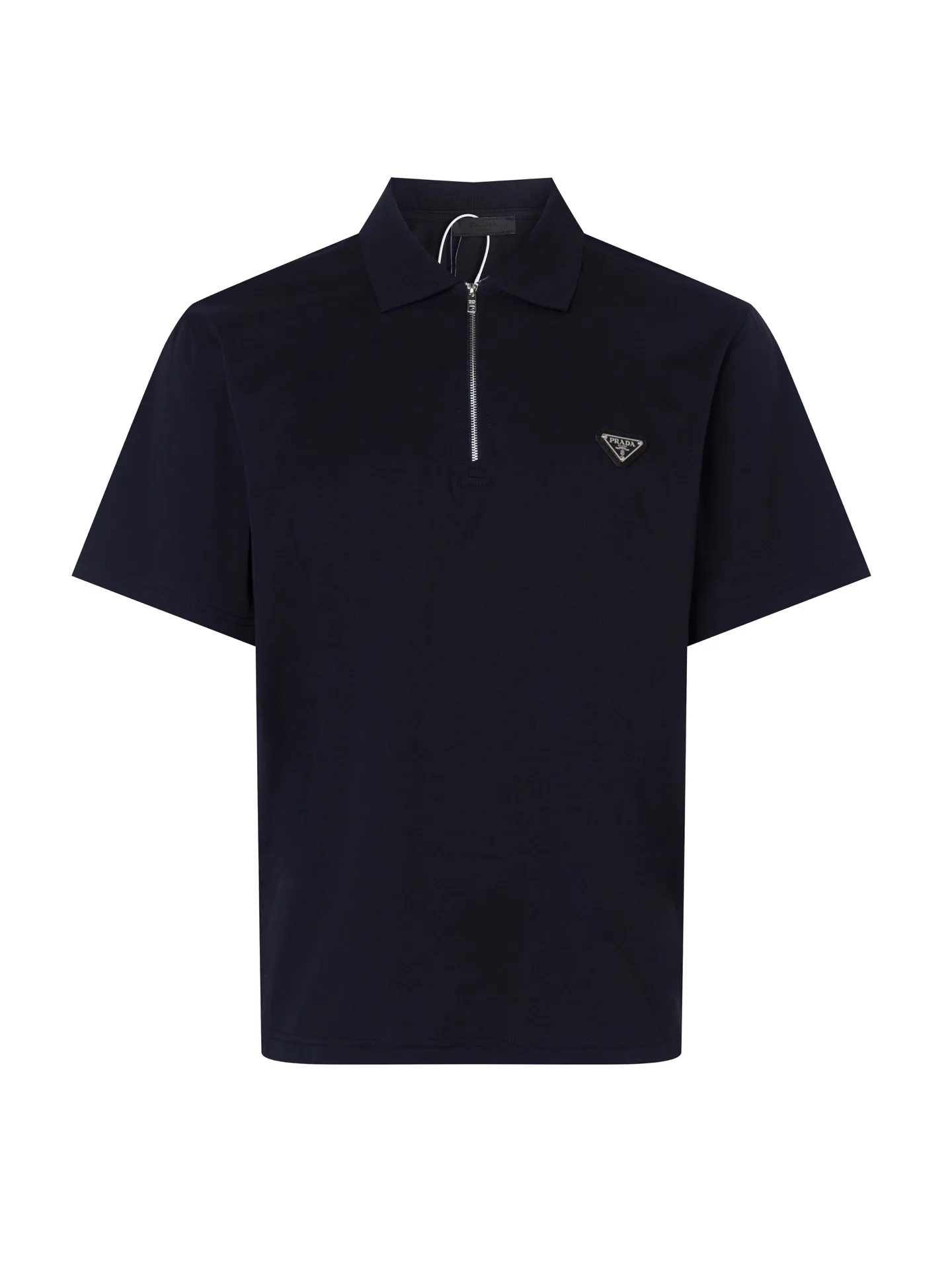 Logo-Plaque Zip-Up Cotton Polo Shirt D17012713