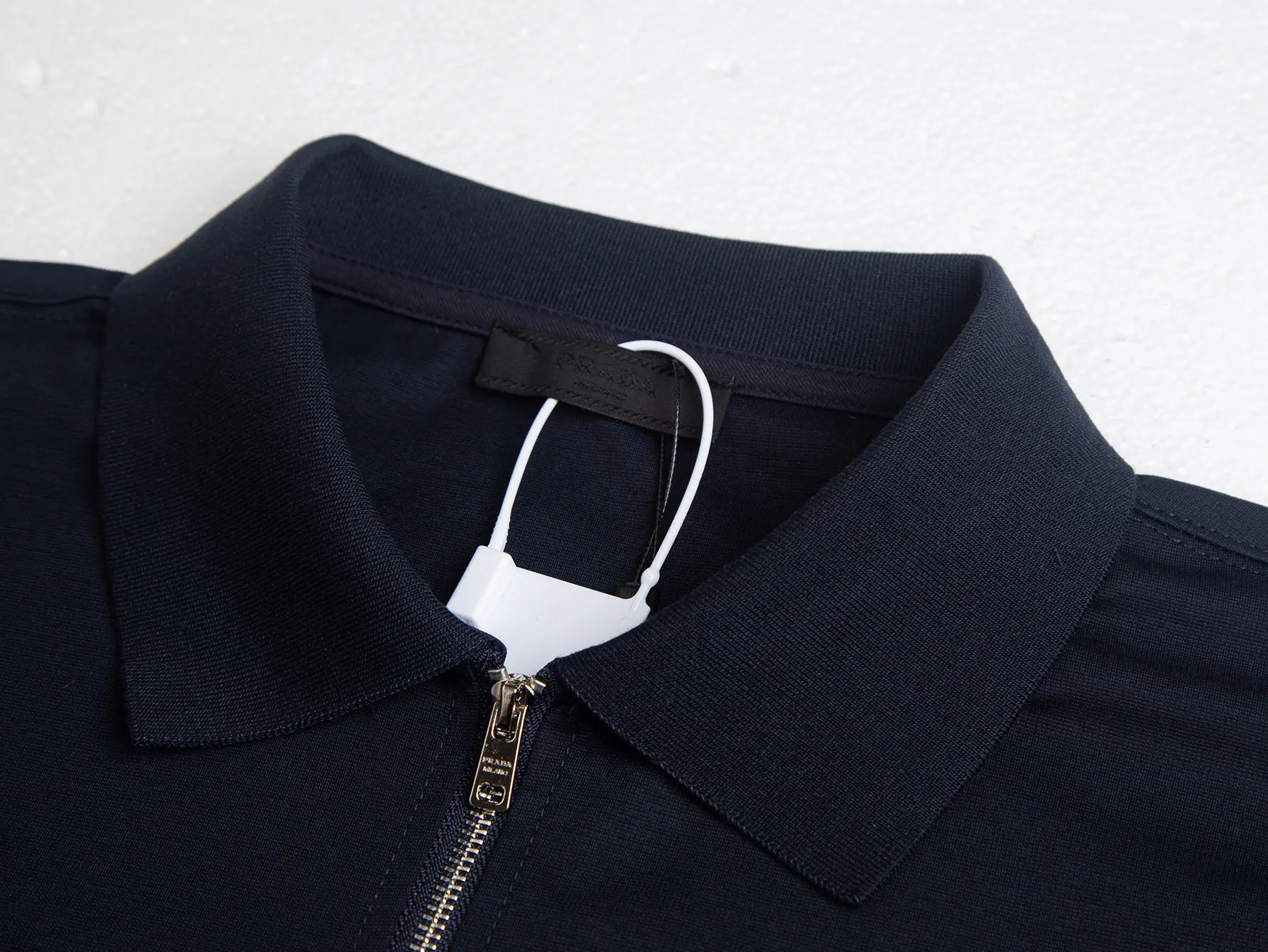 Logo-Plaque Zip-Up Cotton Polo Shirt D17012713 — view 4