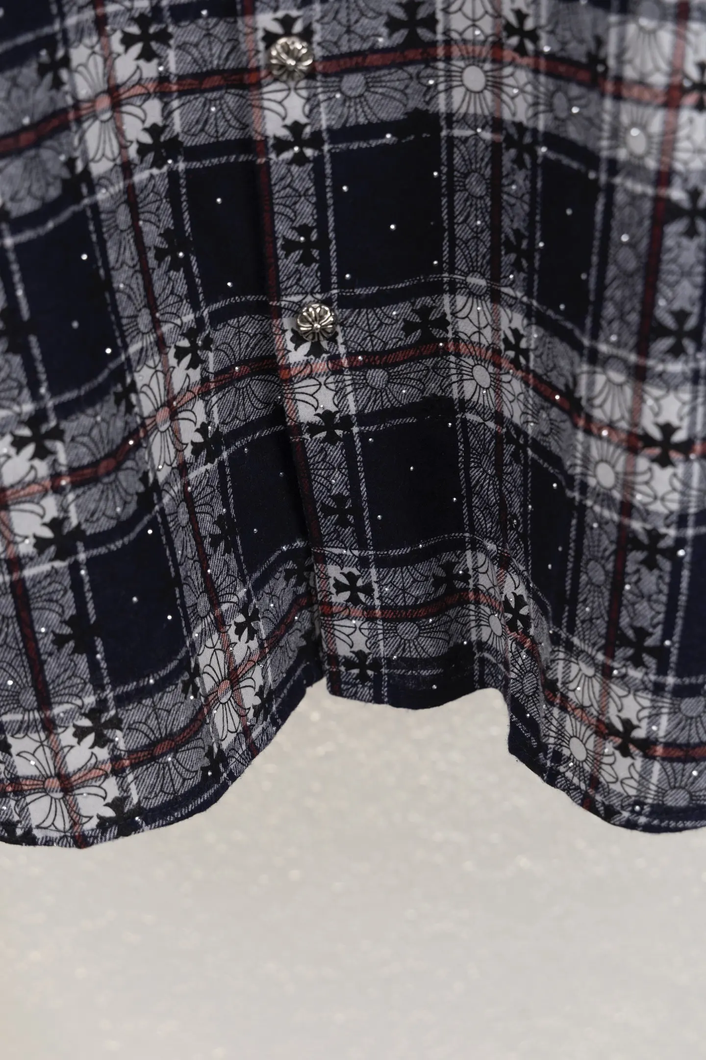 Leather Cross Patch Plaid Flannel Shirt D17012243 — view 6