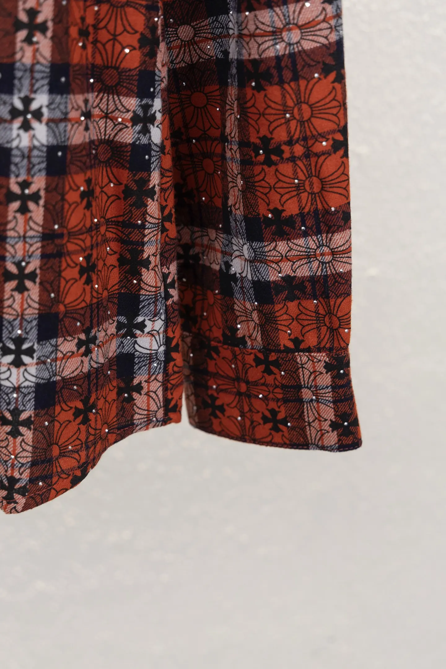 Leather Cross Patch Plaid Flannel Shirt D17012242 — view 7