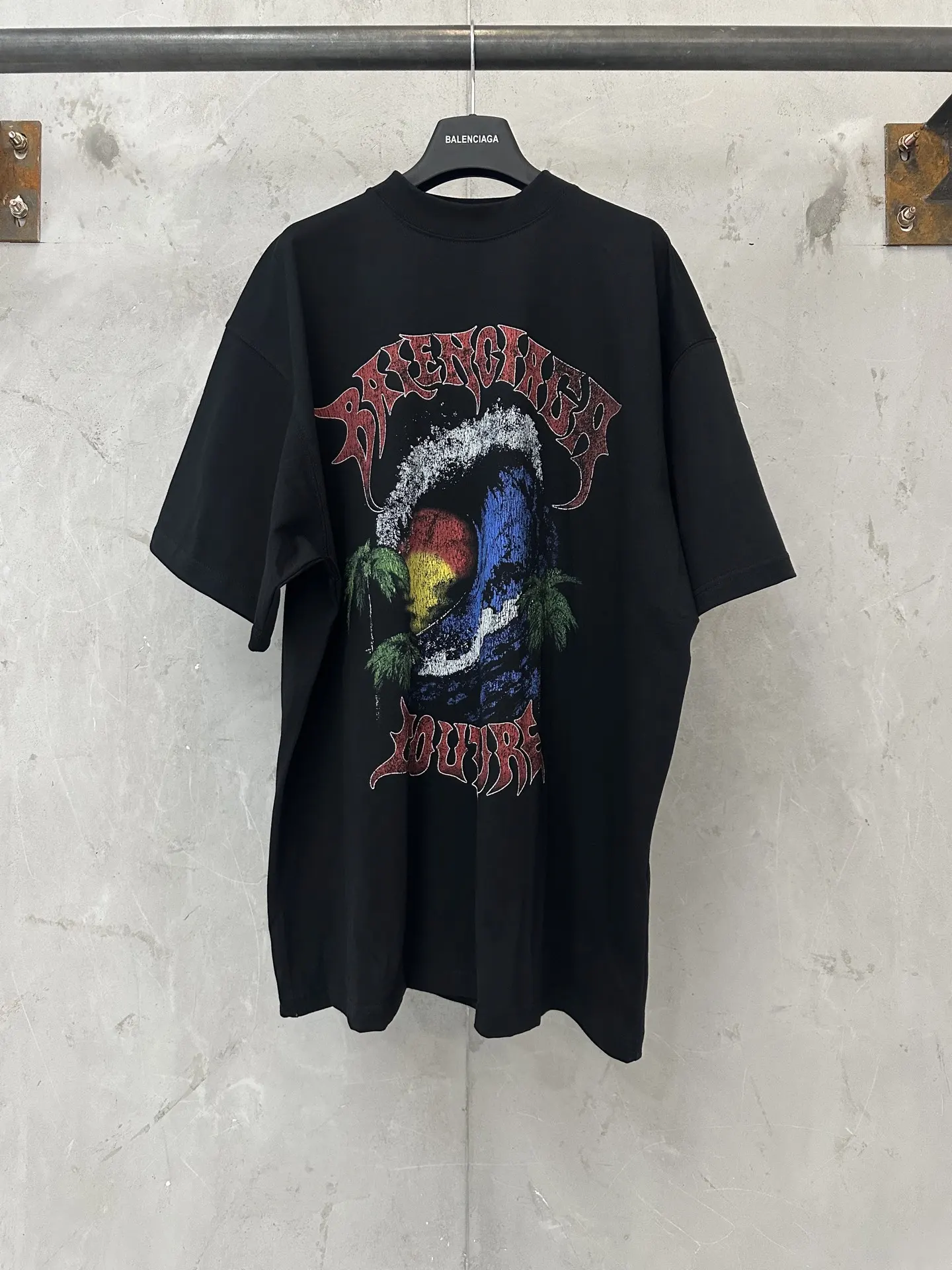 Palm Wave Graphic Oversized T-Shirt D17011556