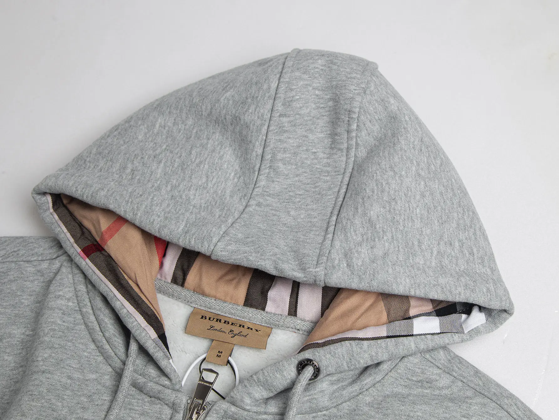 Check-Lined Embroidered Cotton-Blend Zip-Up Hoodie D17016040 — view 4