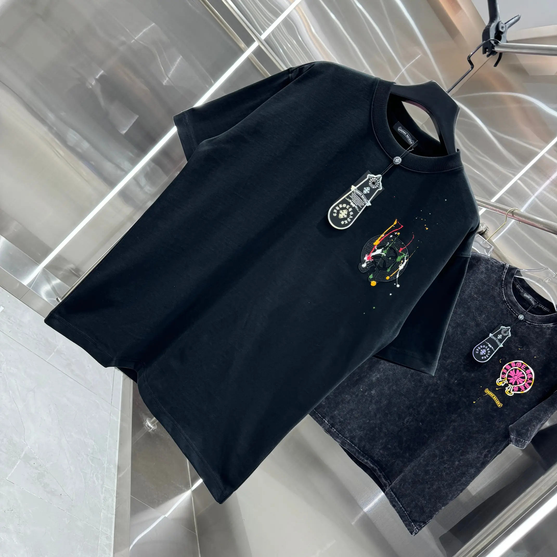 Paint-Splatter Logo Cotton T-Shirt D17513815 — view 3