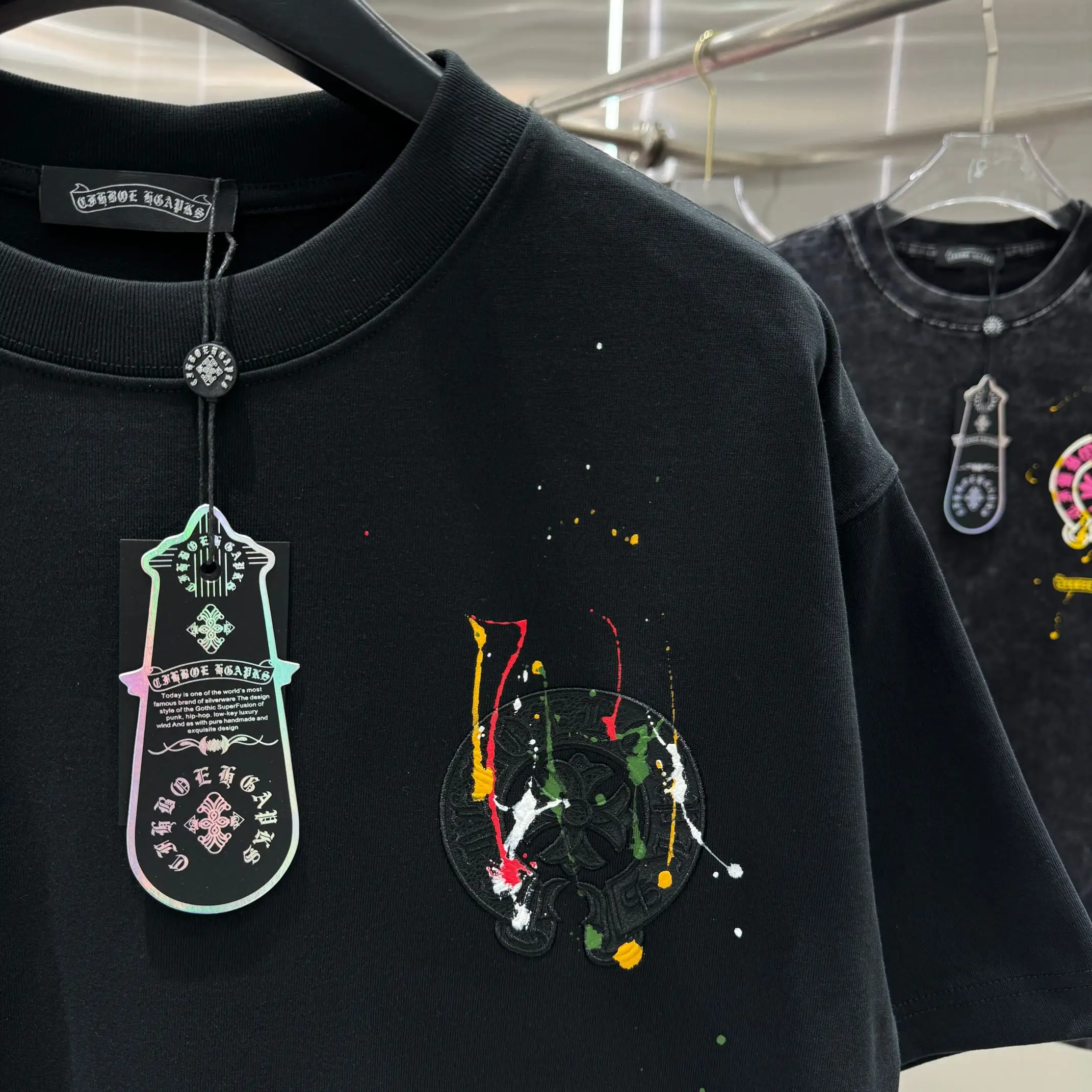 Paint-Splatter Logo Cotton T-Shirt D17513815 — view 7