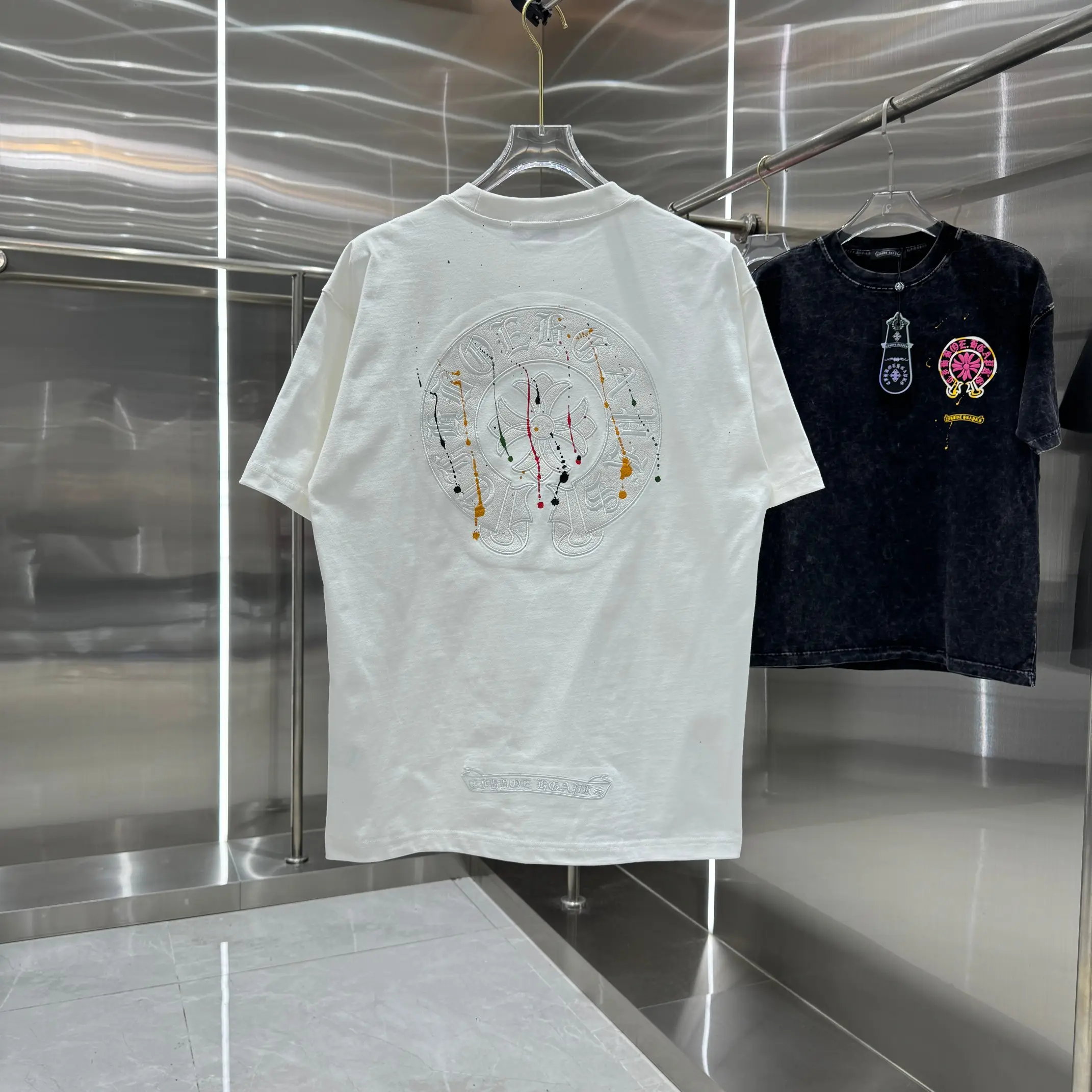 Embroidered Paint-Splatter Cotton T-Shirt D17513814 — view 2