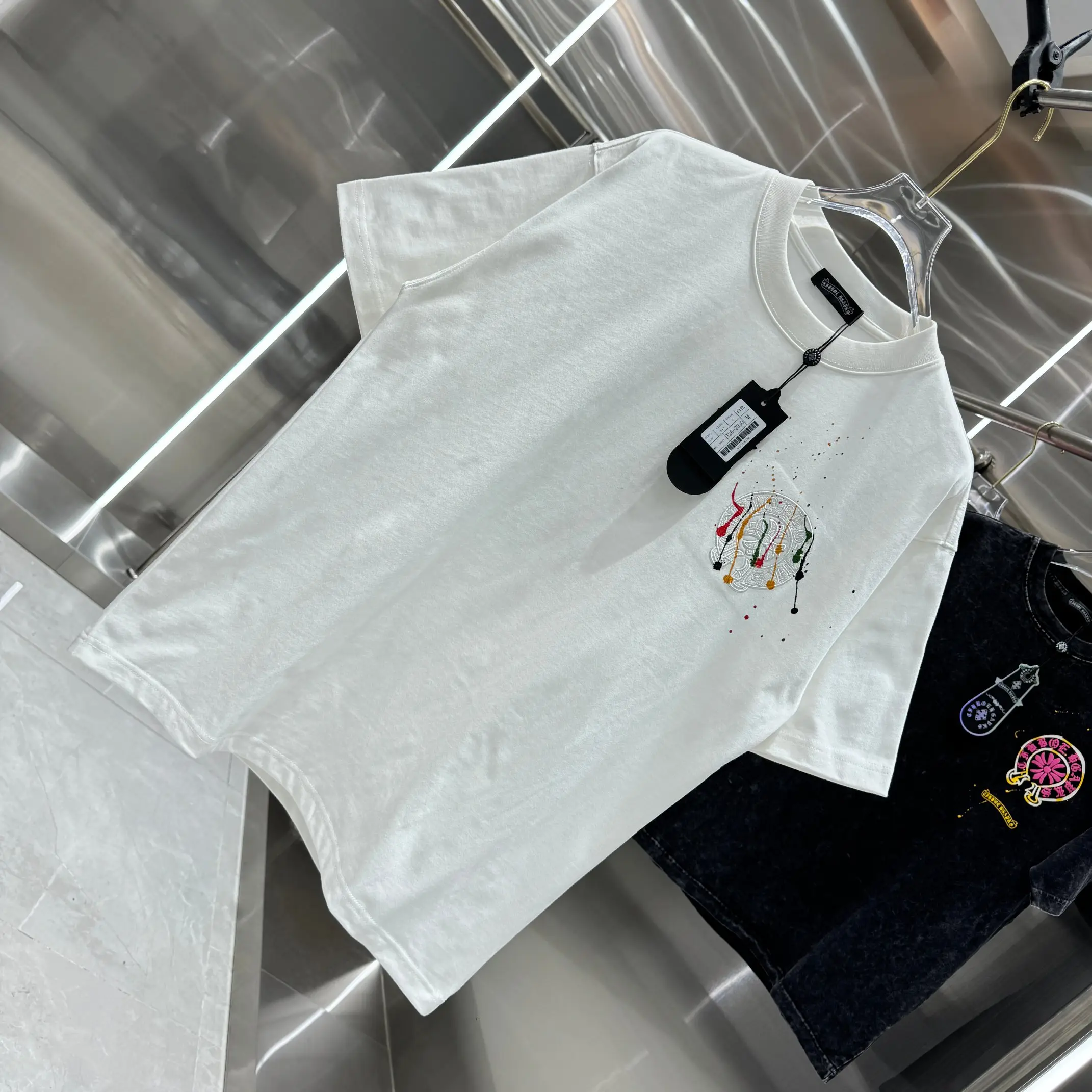 Embroidered Paint-Splatter Cotton T-Shirt D17513814 — view 3