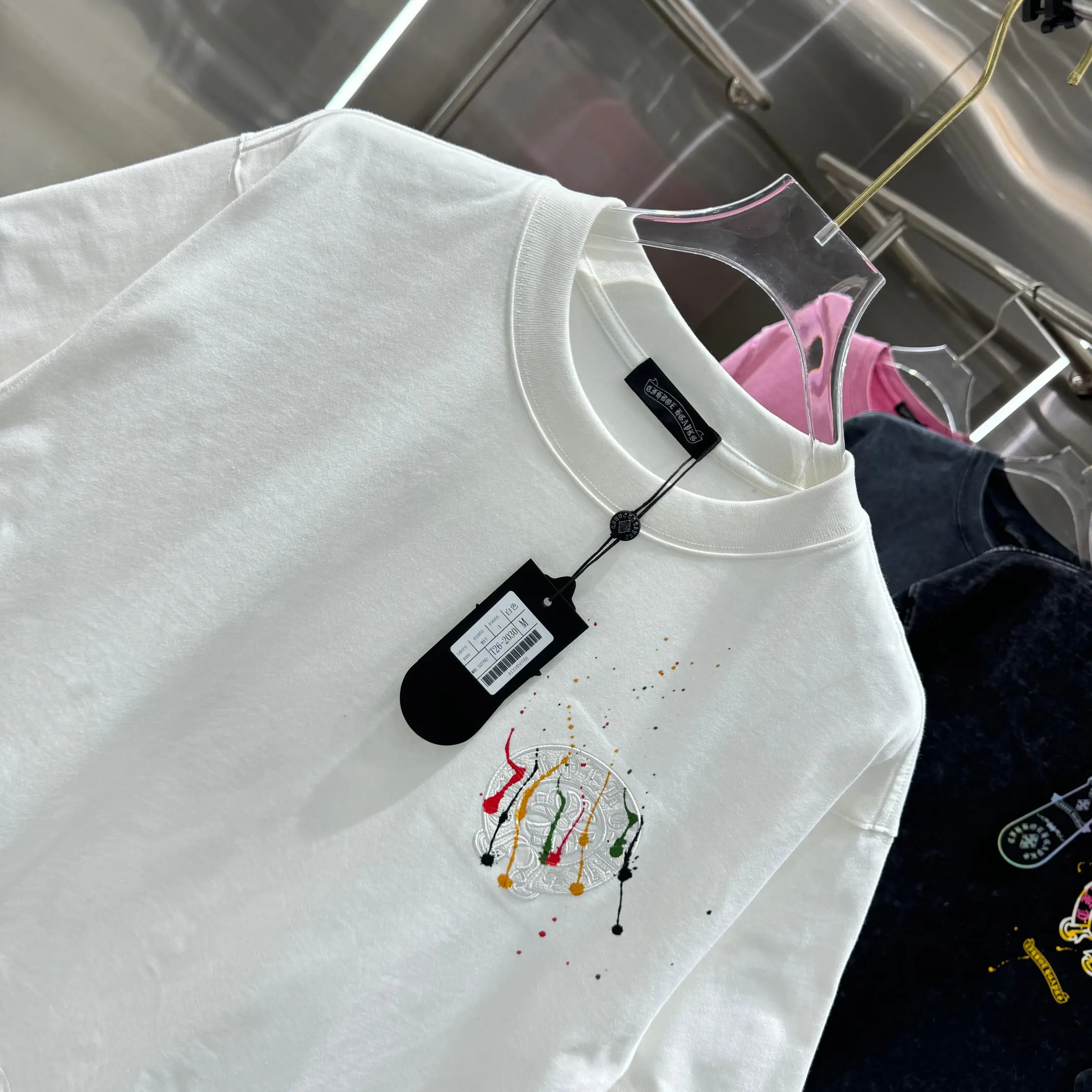 Embroidered Paint-Splatter Cotton T-Shirt D17513814 — view 4