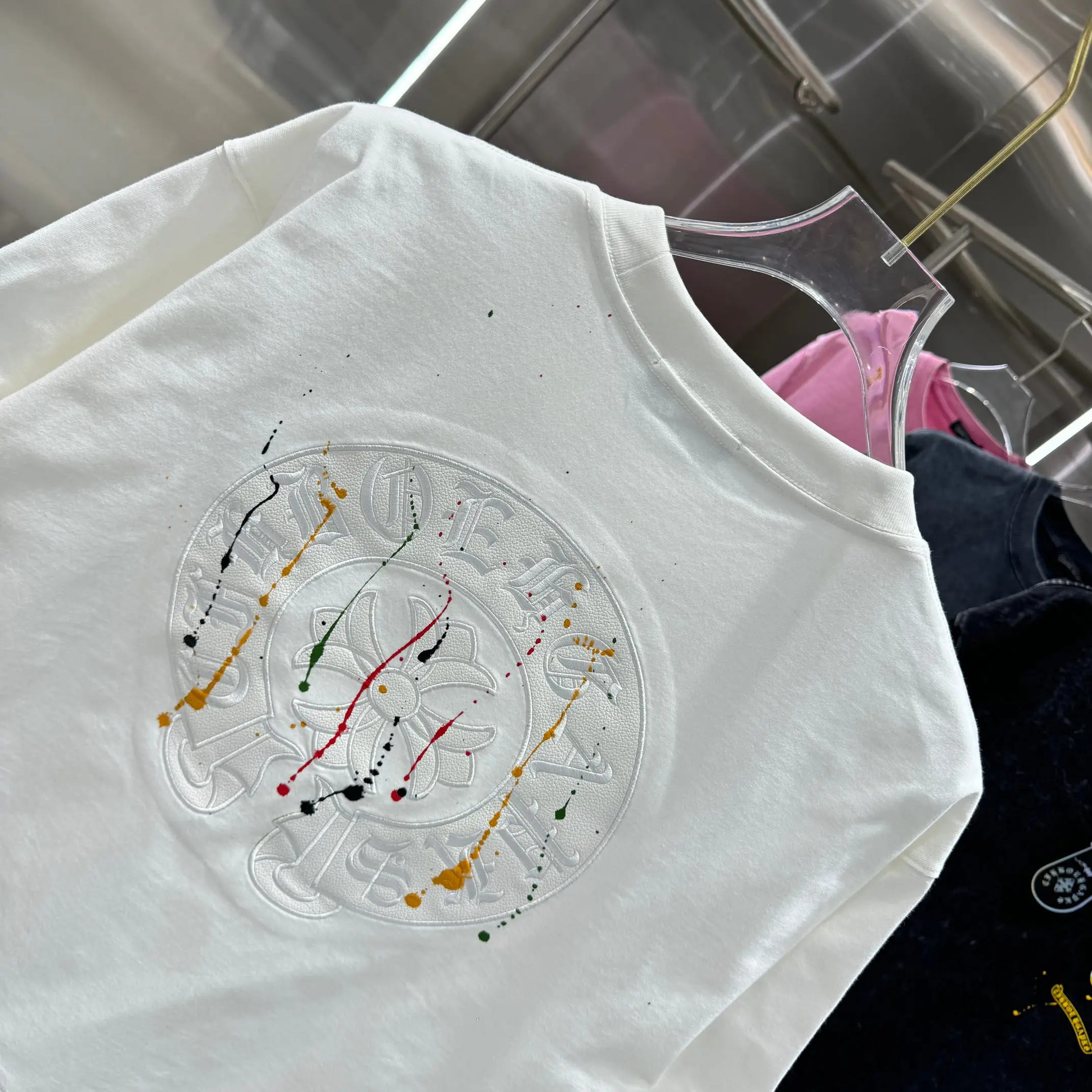 Embroidered Paint-Splatter Cotton T-Shirt D17513814 — view 5