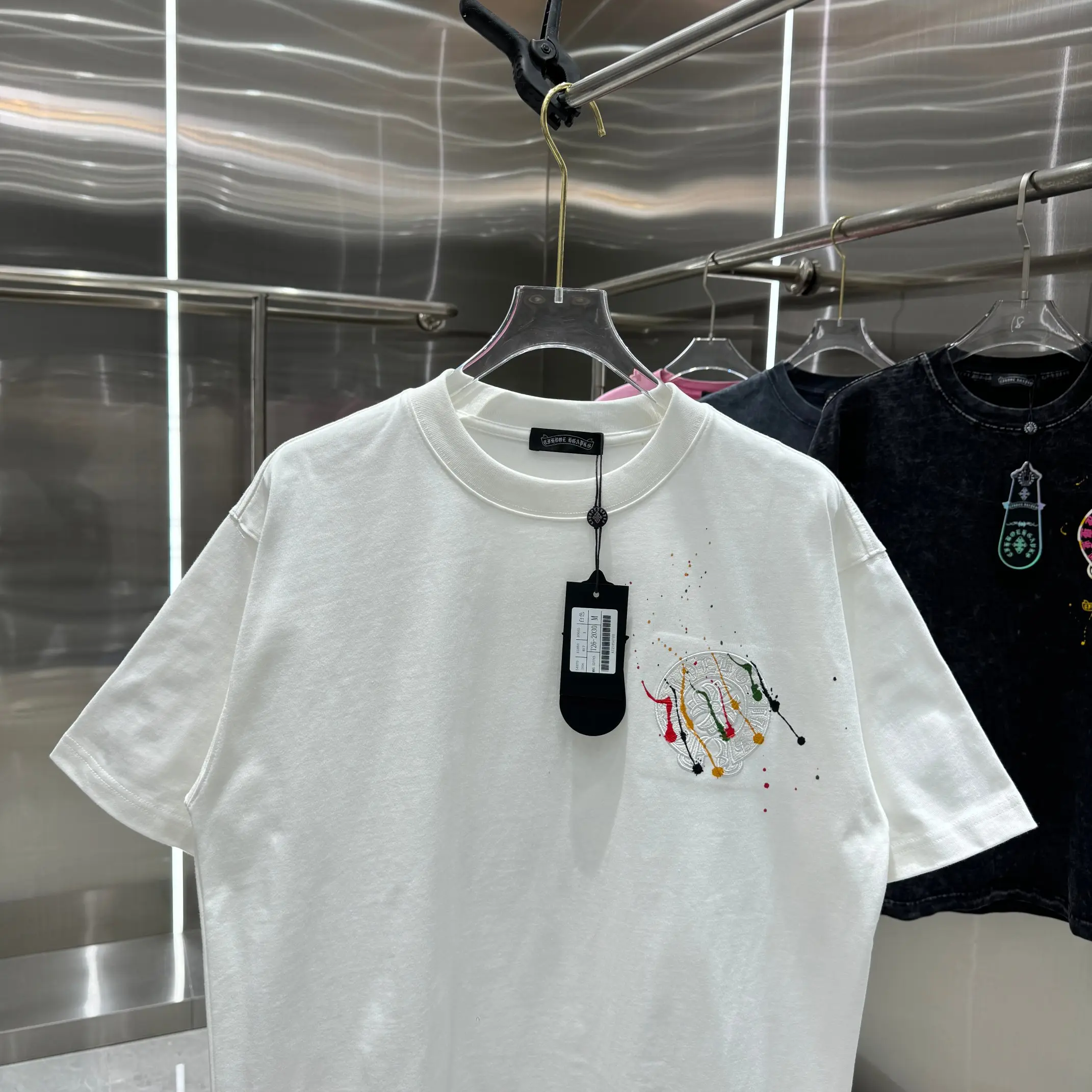 Embroidered Paint-Splatter Cotton T-Shirt D17513814 — view 6