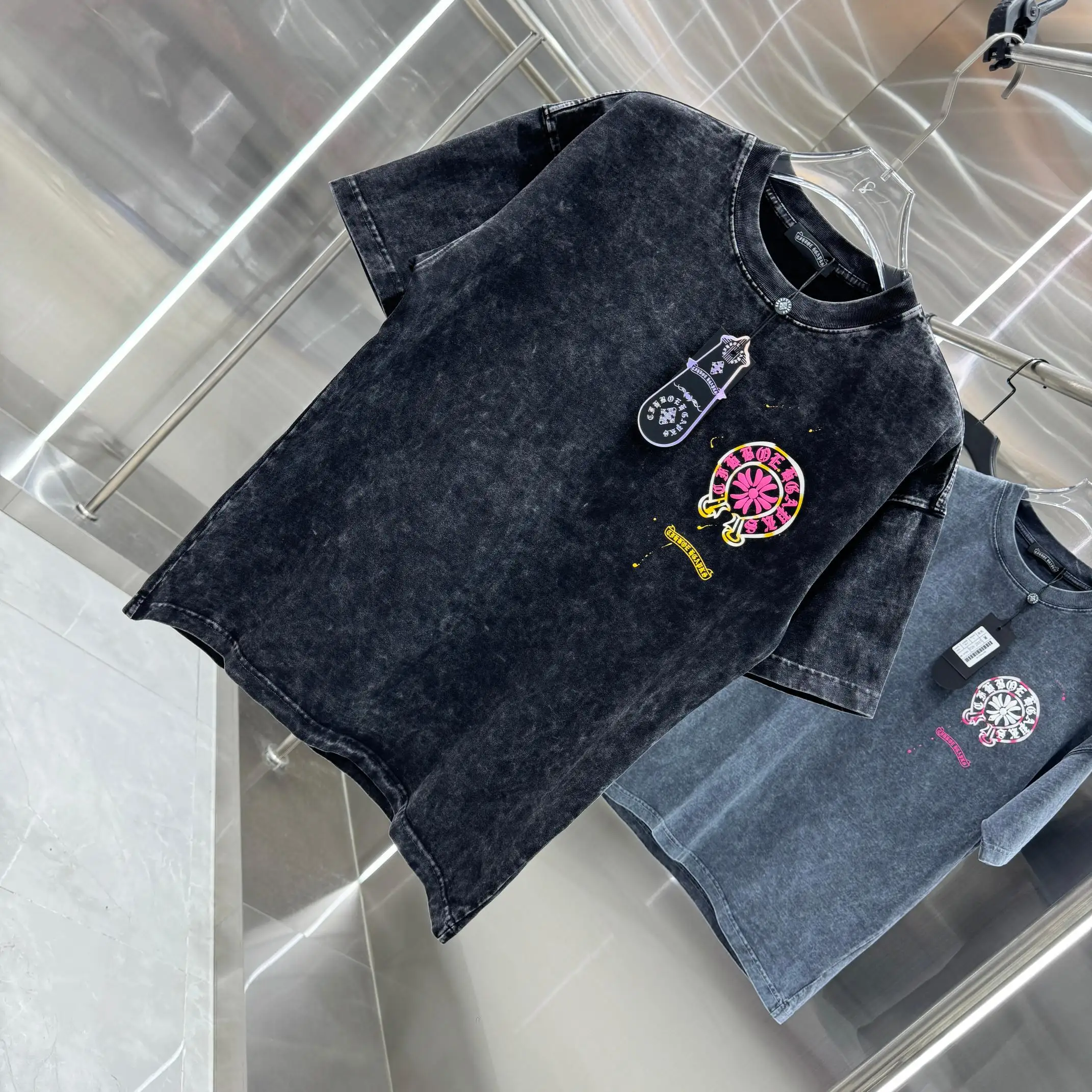 Acid-Wash Puff Print Logo T-Shirt D18013818 — view 3
