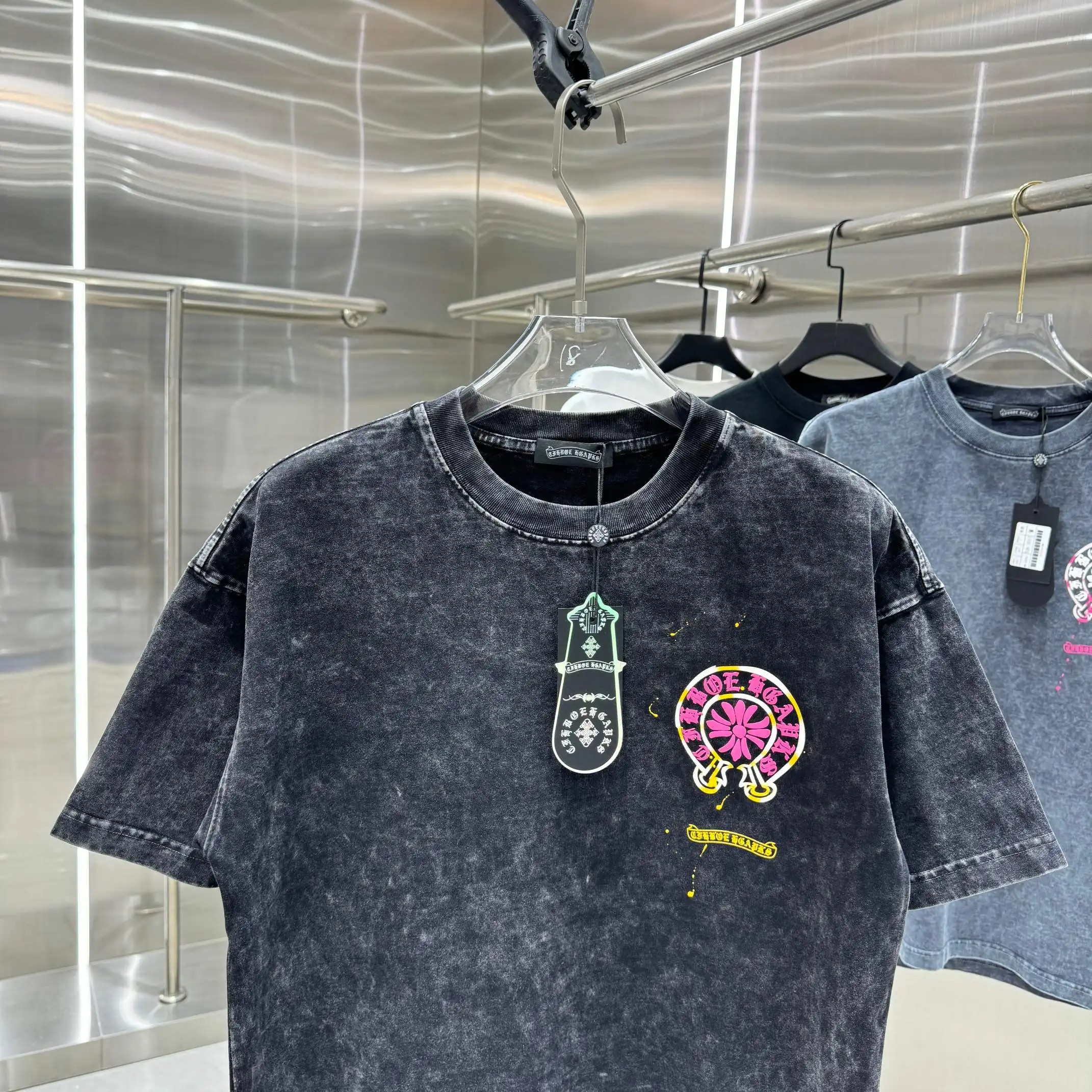 Acid-Wash Puff Print Logo T-Shirt D18013818 — view 6