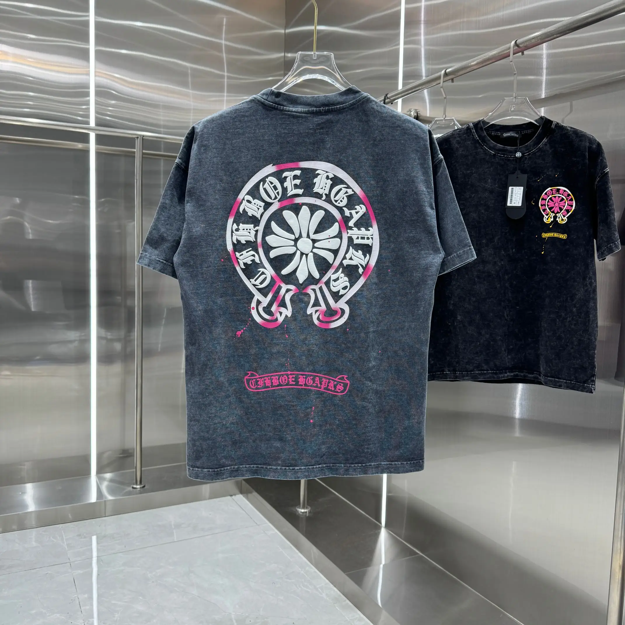 Acid-Wash Logo Print Cotton T-Shirt D18013820 — view 2