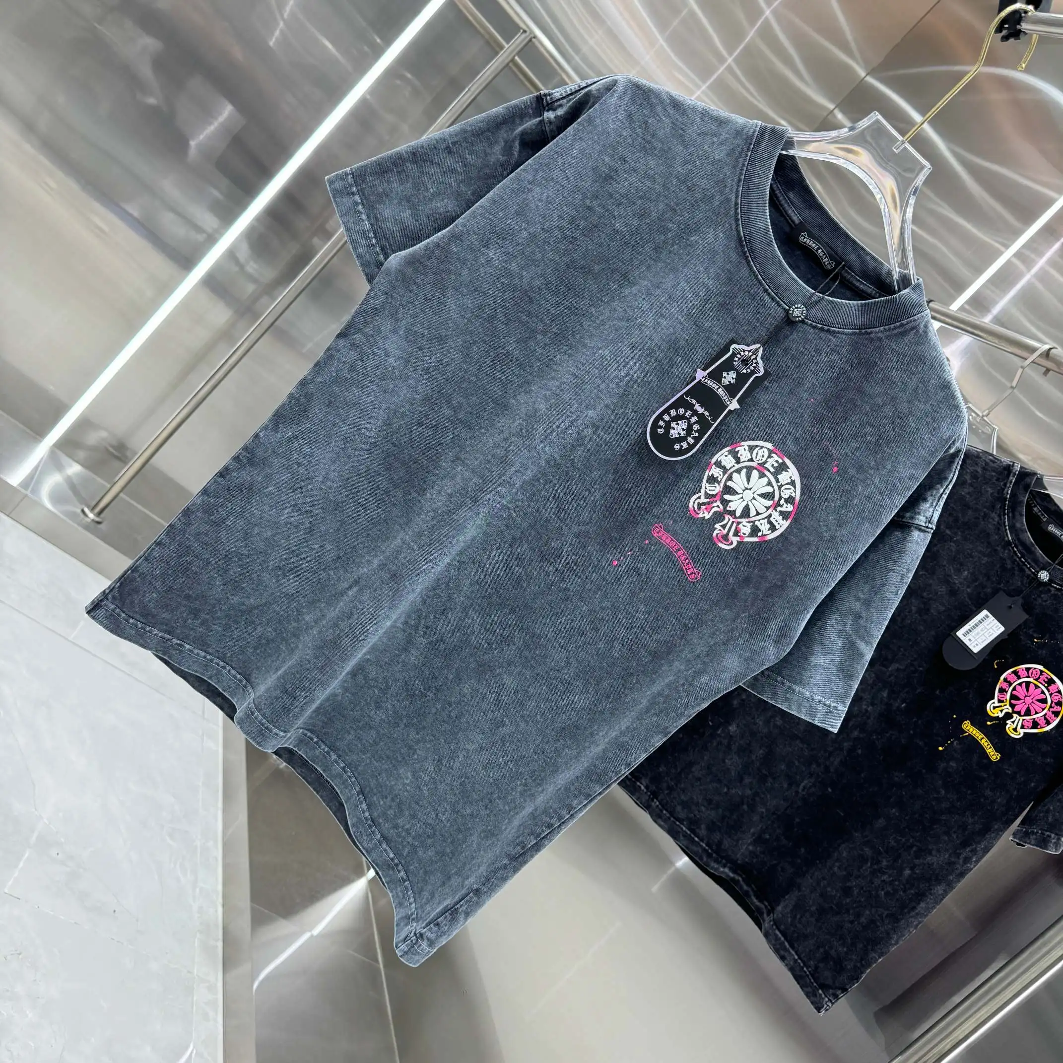 Acid-Wash Logo Print Cotton T-Shirt D18013820 — view 3