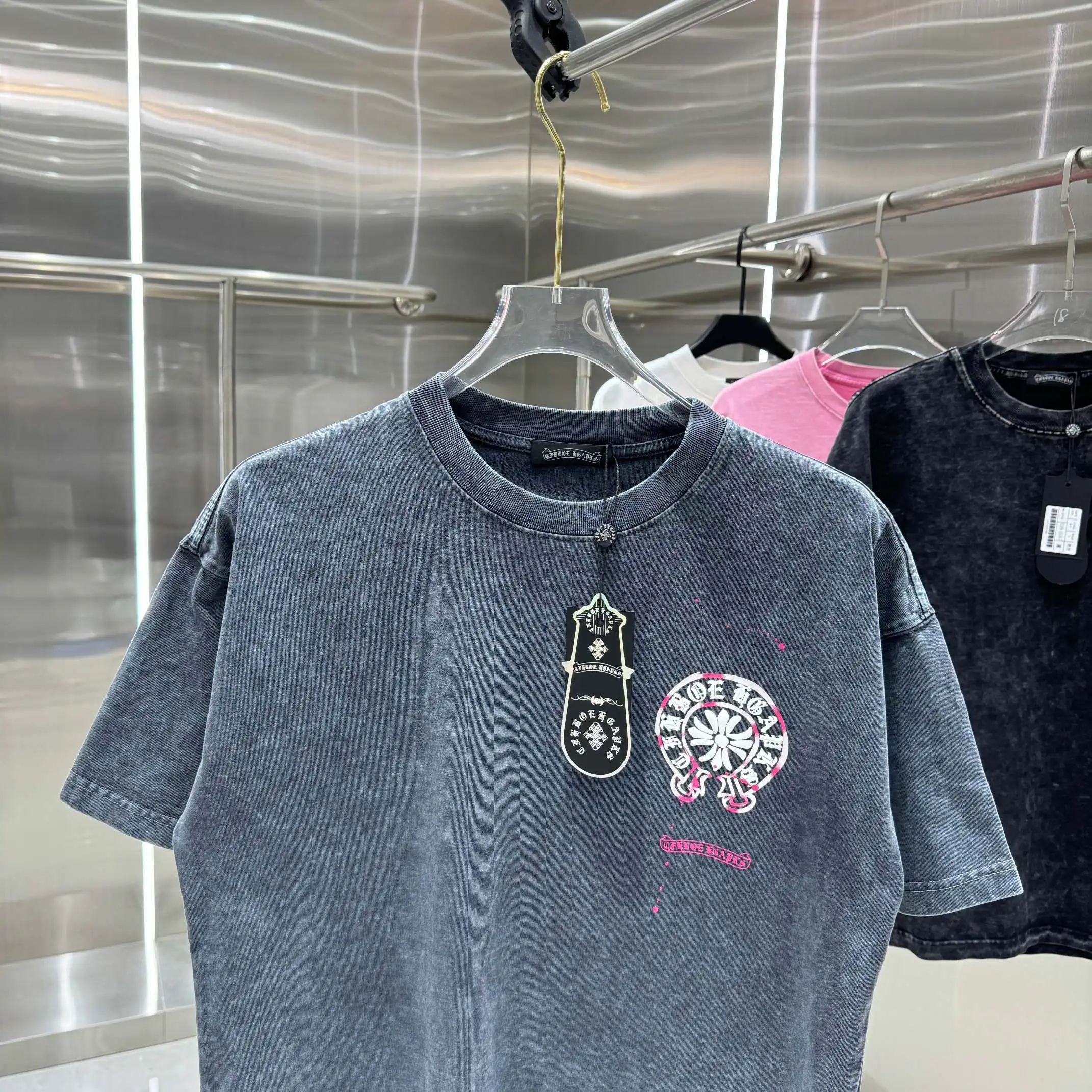 Acid-Wash Logo Print Cotton T-Shirt D18013820 — view 6