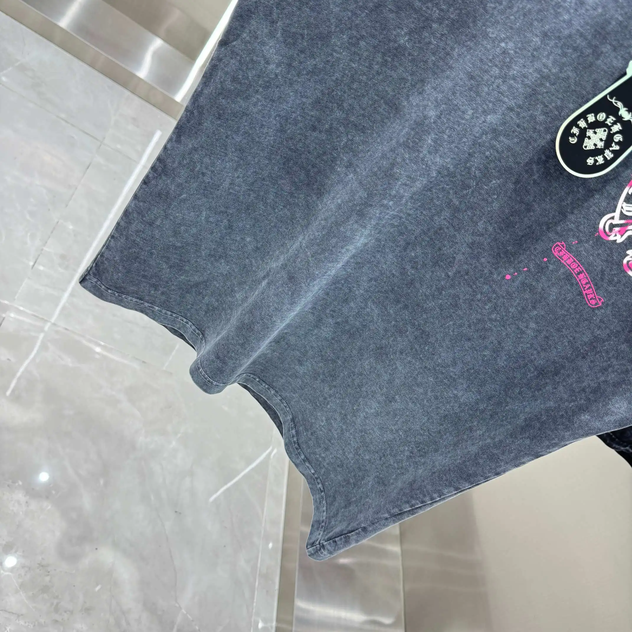 Acid-Wash Logo Print Cotton T-Shirt D18013820 — view 9