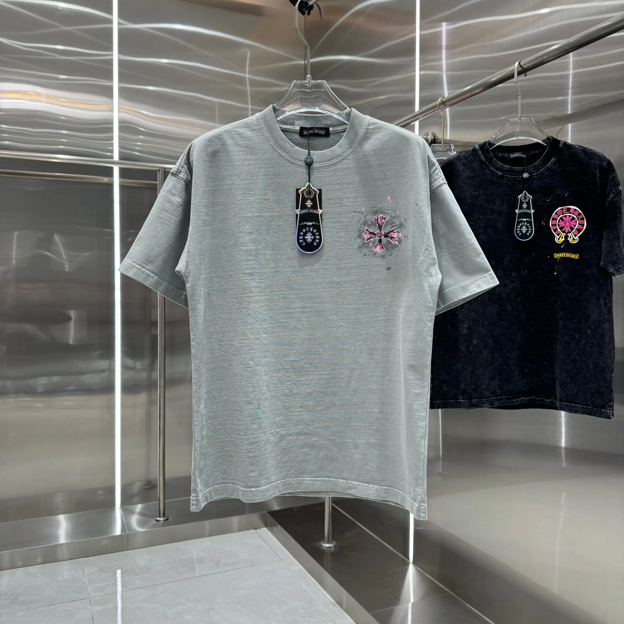 Logo Print Acid-Wash Cotton T-Shirt D18013912