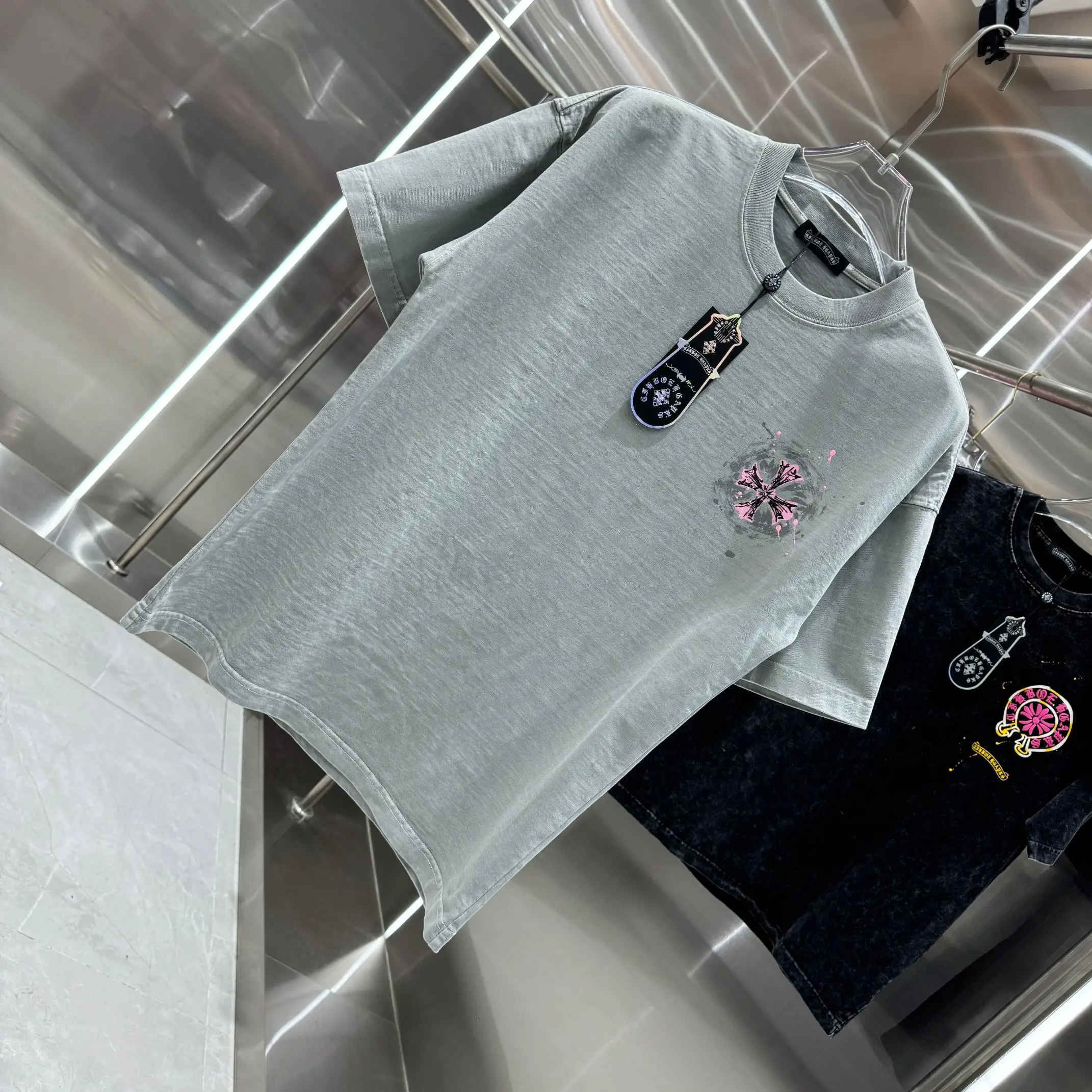 Logo Print Acid-Wash Cotton T-Shirt D18013912 — view 3