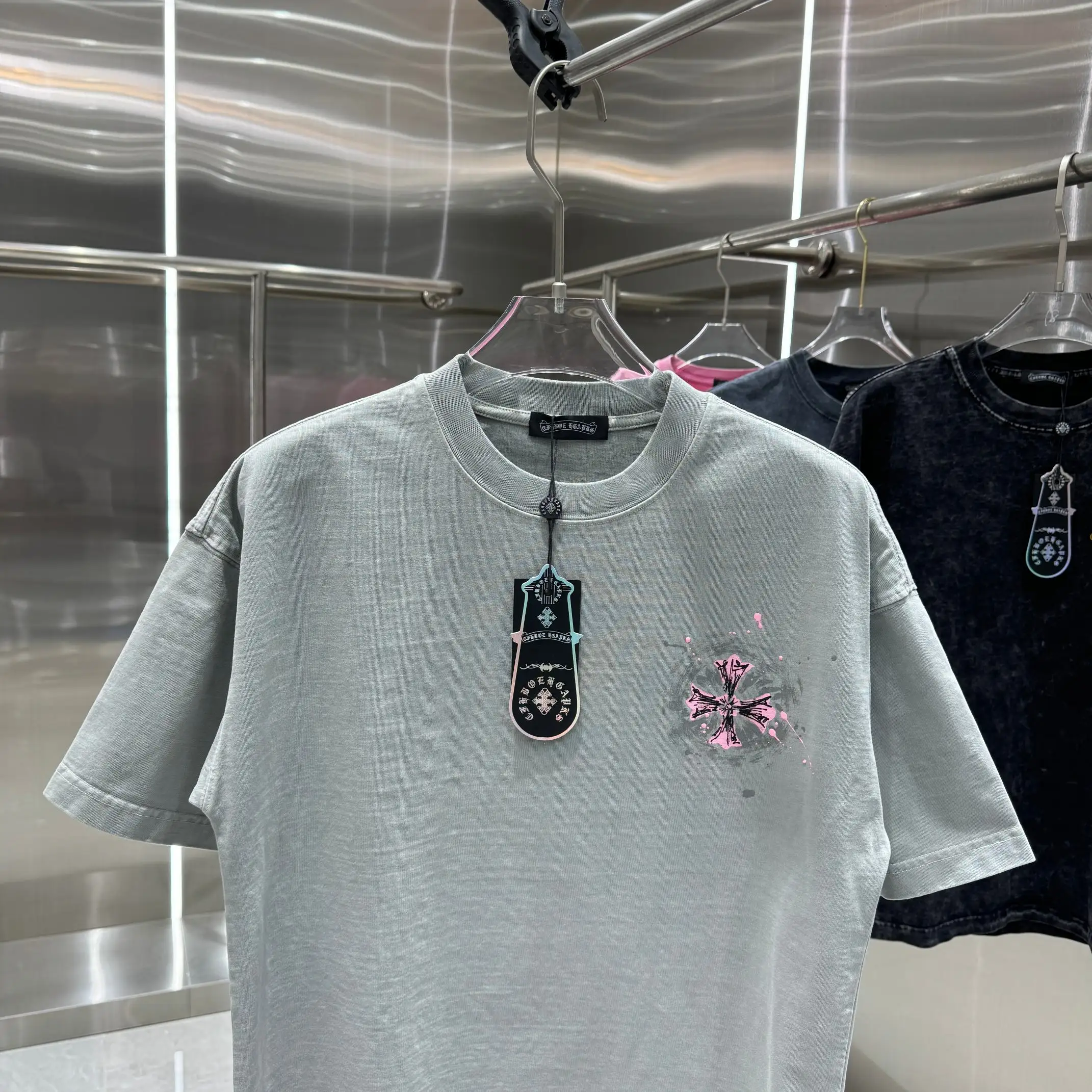 Logo Print Acid-Wash Cotton T-Shirt D18013912 — view 6